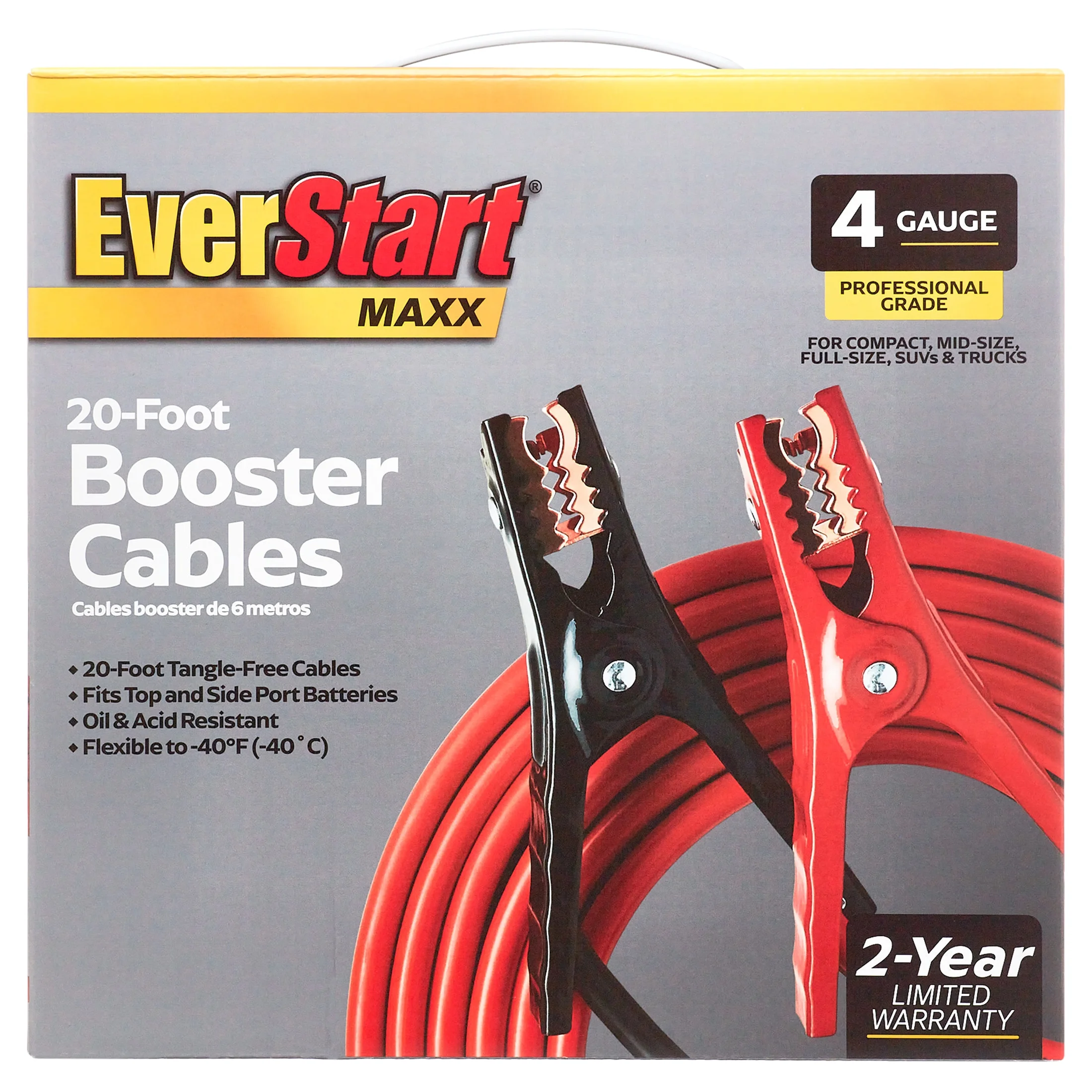 EverStart Maxx 4-Gauge Professional Grade 20-Foot Booster Cables - Inhomebuy
