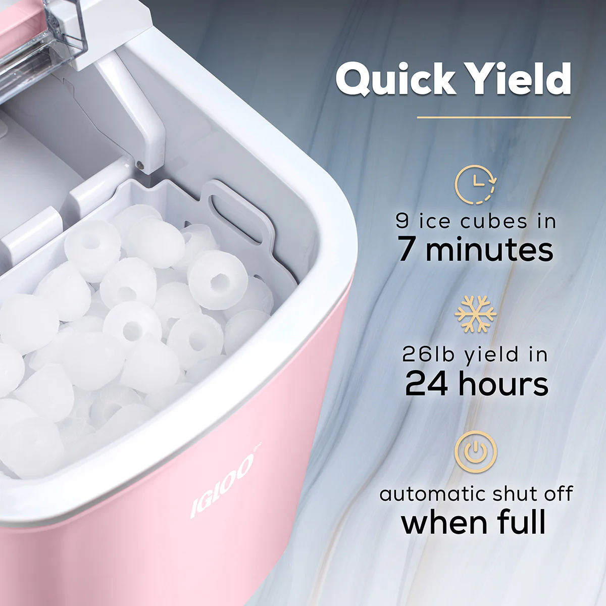IGLOO® 26-Pound Automatic Self-Cleaning Portable Countertop Ice Maker Machine With Handle, Pink - Inhomebuy