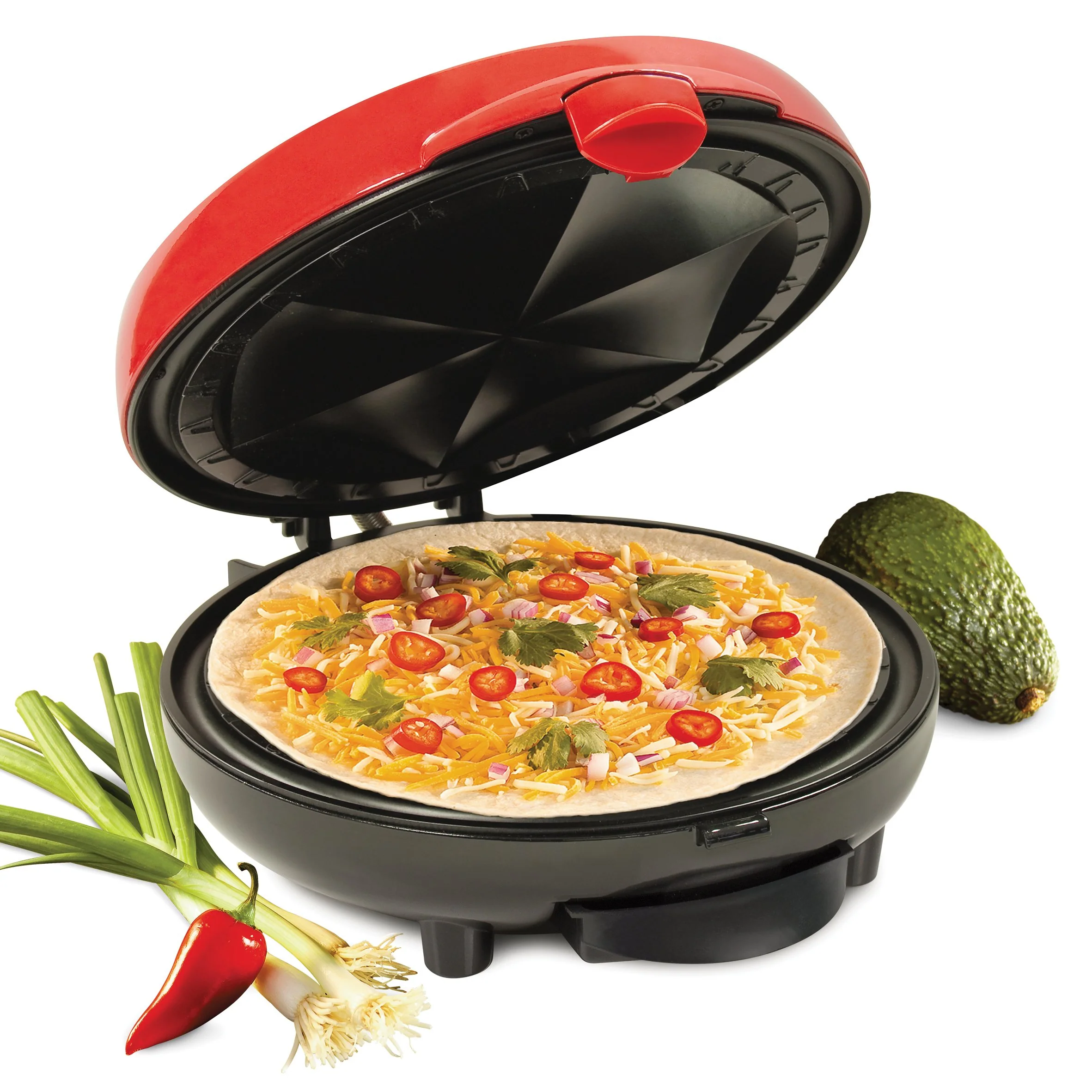 6-Wedge Electric Quesadilla Maker with Extra Stuffing Latch - Inhomebuy