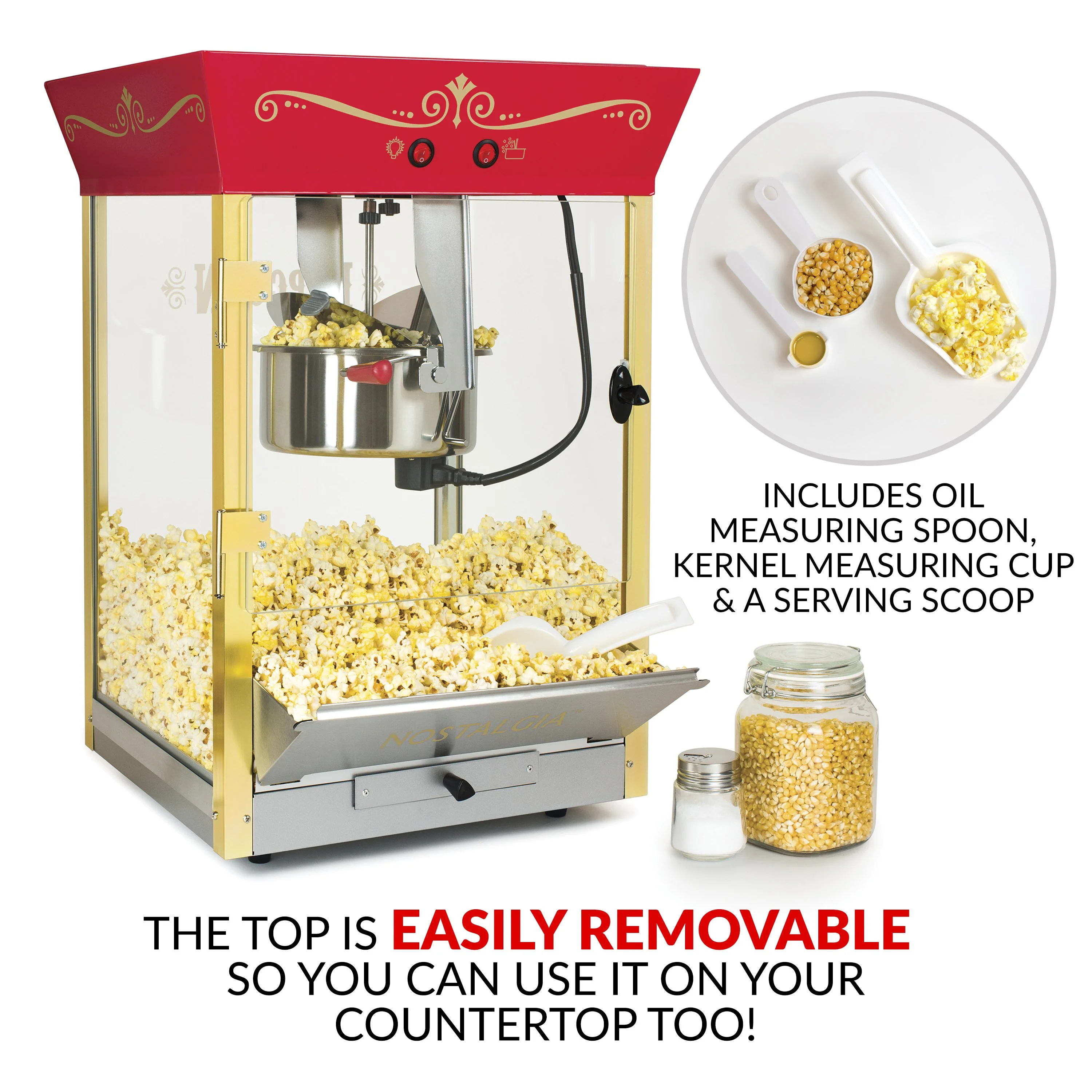 Vintage New 10-Ounce Professional Popcorn & Concession Cart - 59 Inches Tall - Inhomebuy