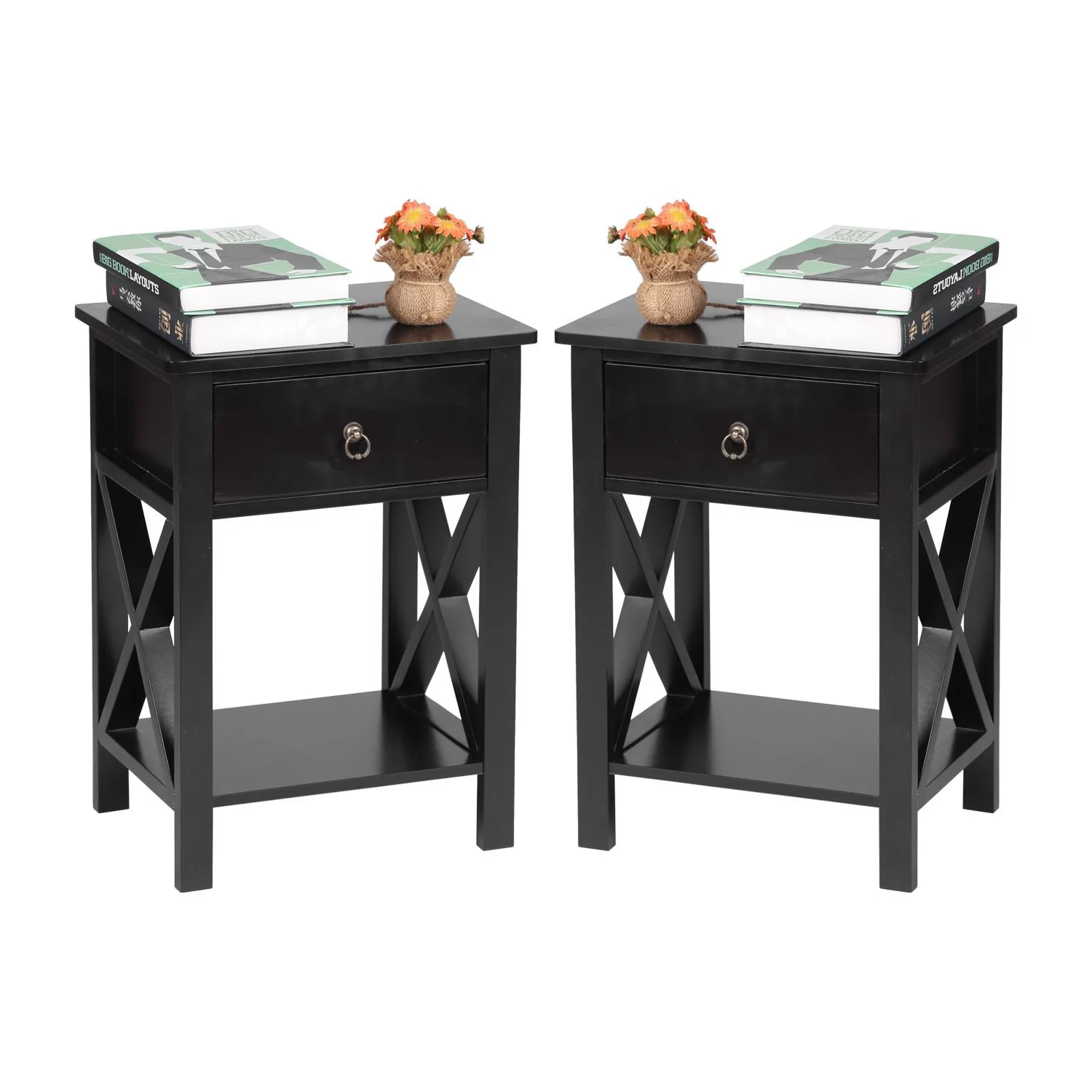 UBesGoo Set of 2 Night Stands for Bedroom Rustic Nightstand Bedside End Tables with Drawer Storage,White - Inhomebuy