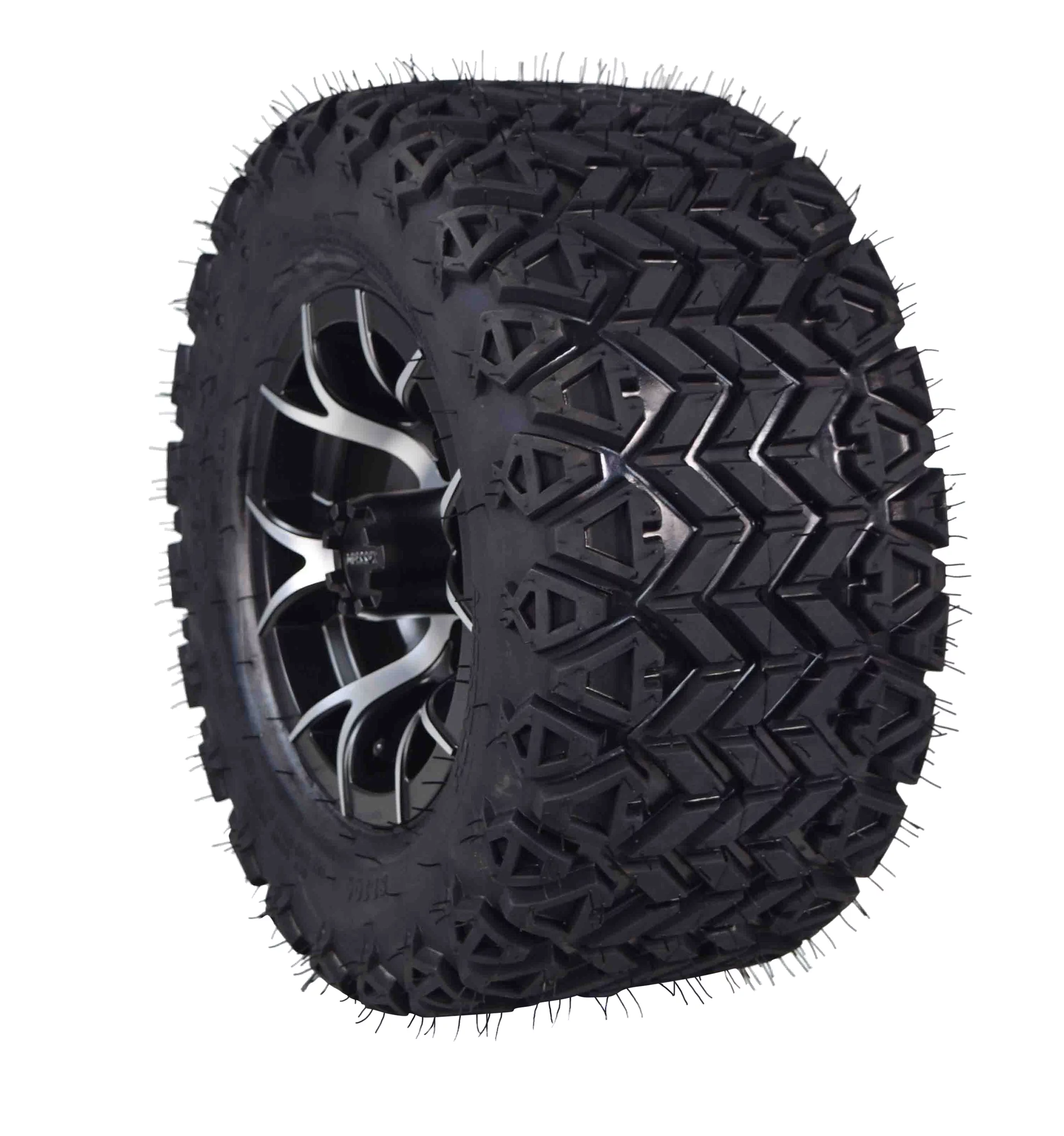 MASSFX 20x10-10 Golf Cart Turf Tire & Black Wheel Kit A240 10x7 4/101.6 - Inhomebuy