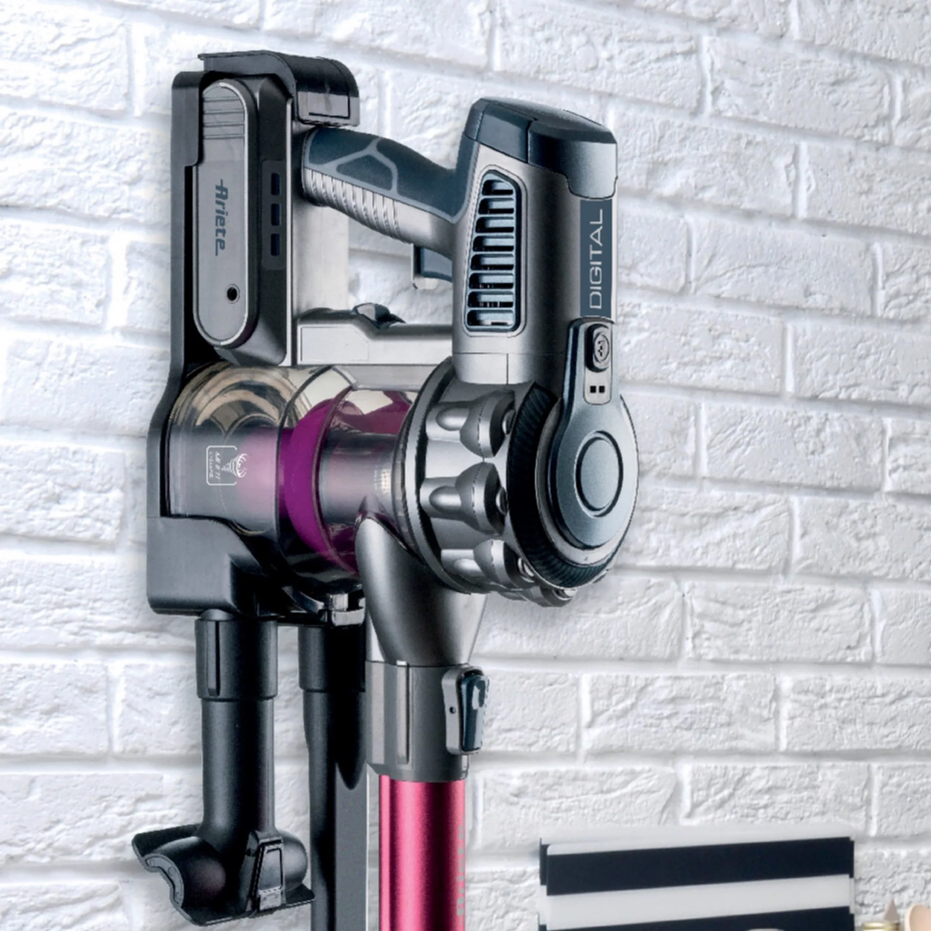 Cordless Electric Broom With Pink Digital Motor 2 In 1 22.2 V - Inhomebuy