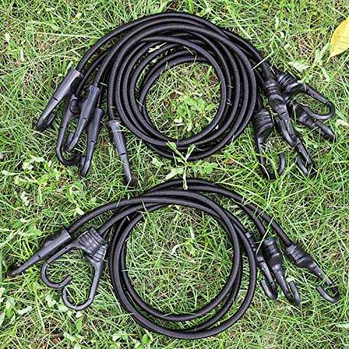 ZHOUBIN Black Bungee Cords with Hooks Heavy Duty - Inhomebuy
