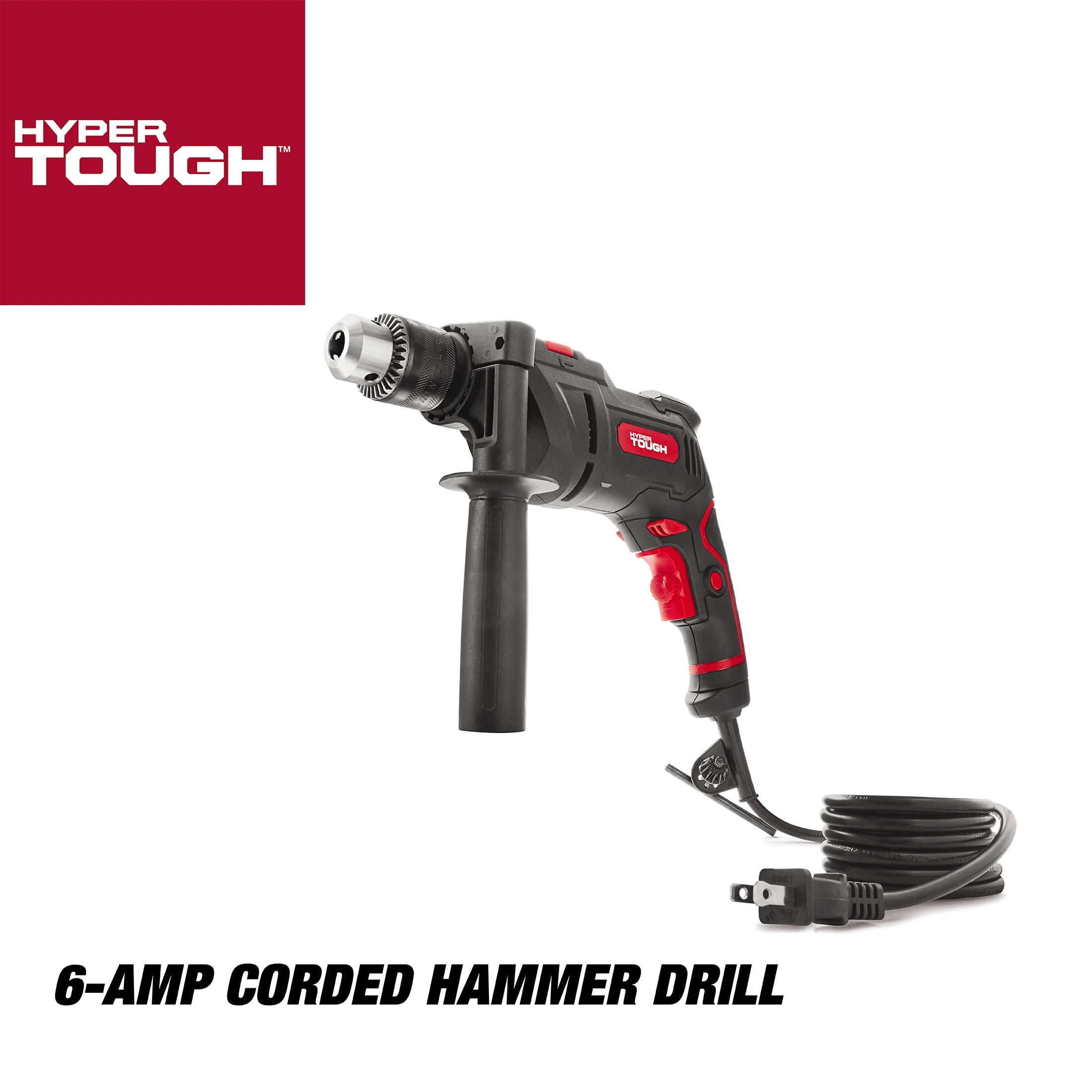 Hyper Tough 6-Amp 1/2-inch Corded Hammer Drill, Keyed Chuck, 120 Volt,TD6HD - Inhomebuy