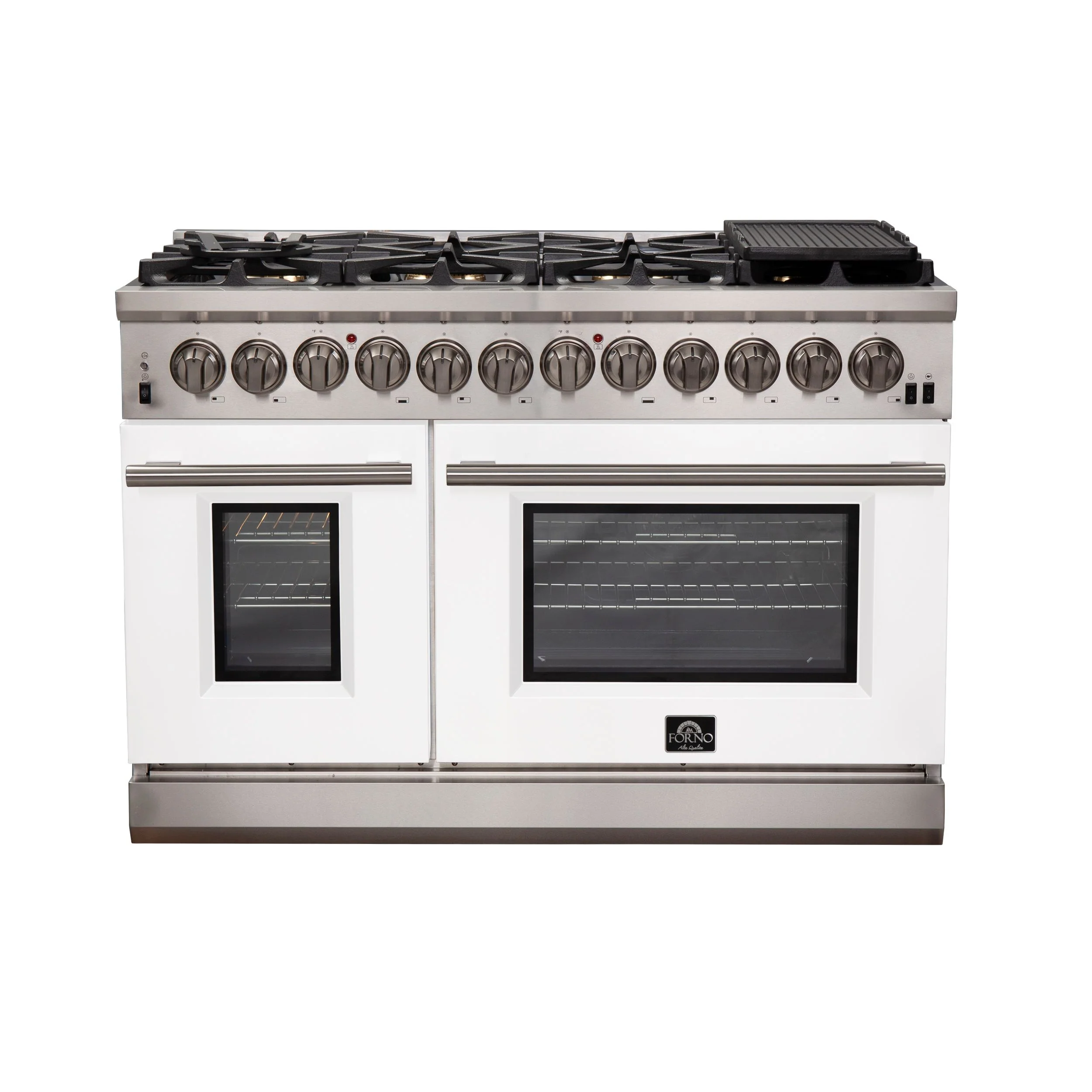 Forno 48 Inch Professional Freestanding Dual Fuel Range in White, FFSGS6187-48WHT - Inhomebuy