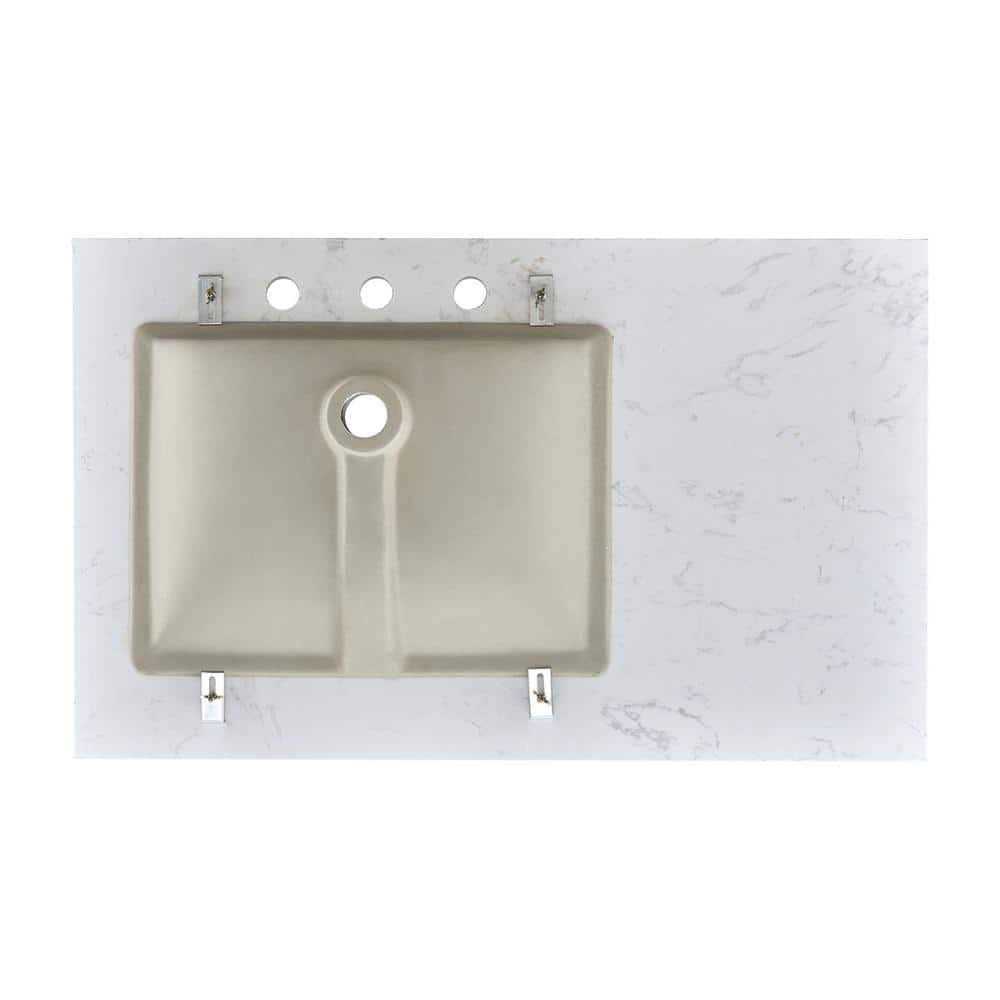 YASINU 36 in. W x 22 in. D Engineered Stone Composite Vanity Top in White with White Rectangular Single Sink - Inhomebuy