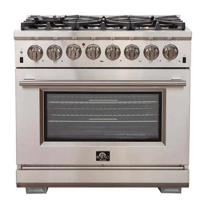 Forno 36″ Pro Series Capriasca Gas Burner / Electric Oven in Stainless Steel 6 Italian Burners, FFSGS6187-36 - Inhomebuy