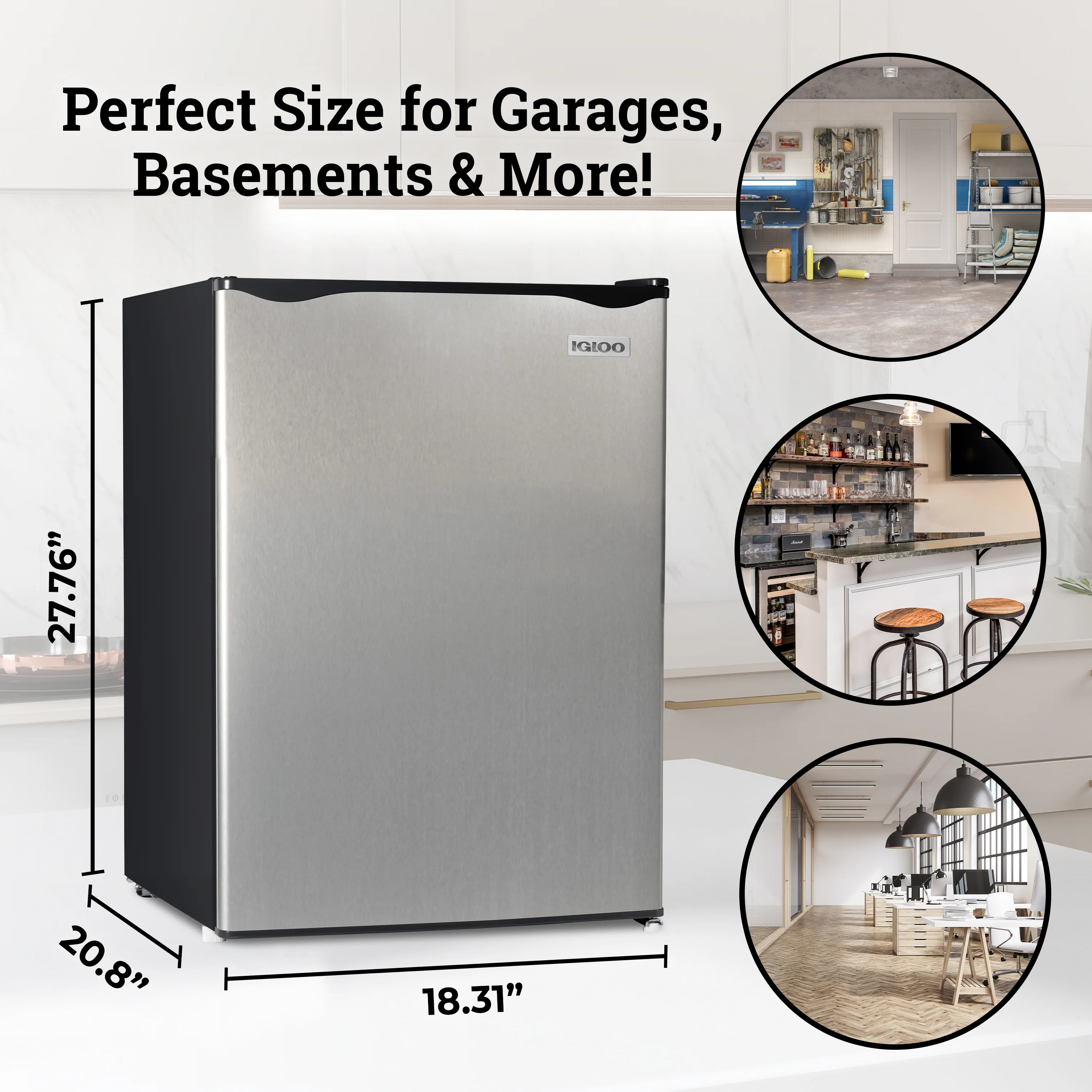 Igloo 2.6 Cu. Ft. Refrigerator w/ Freezer, Platinum - Inhomebuy