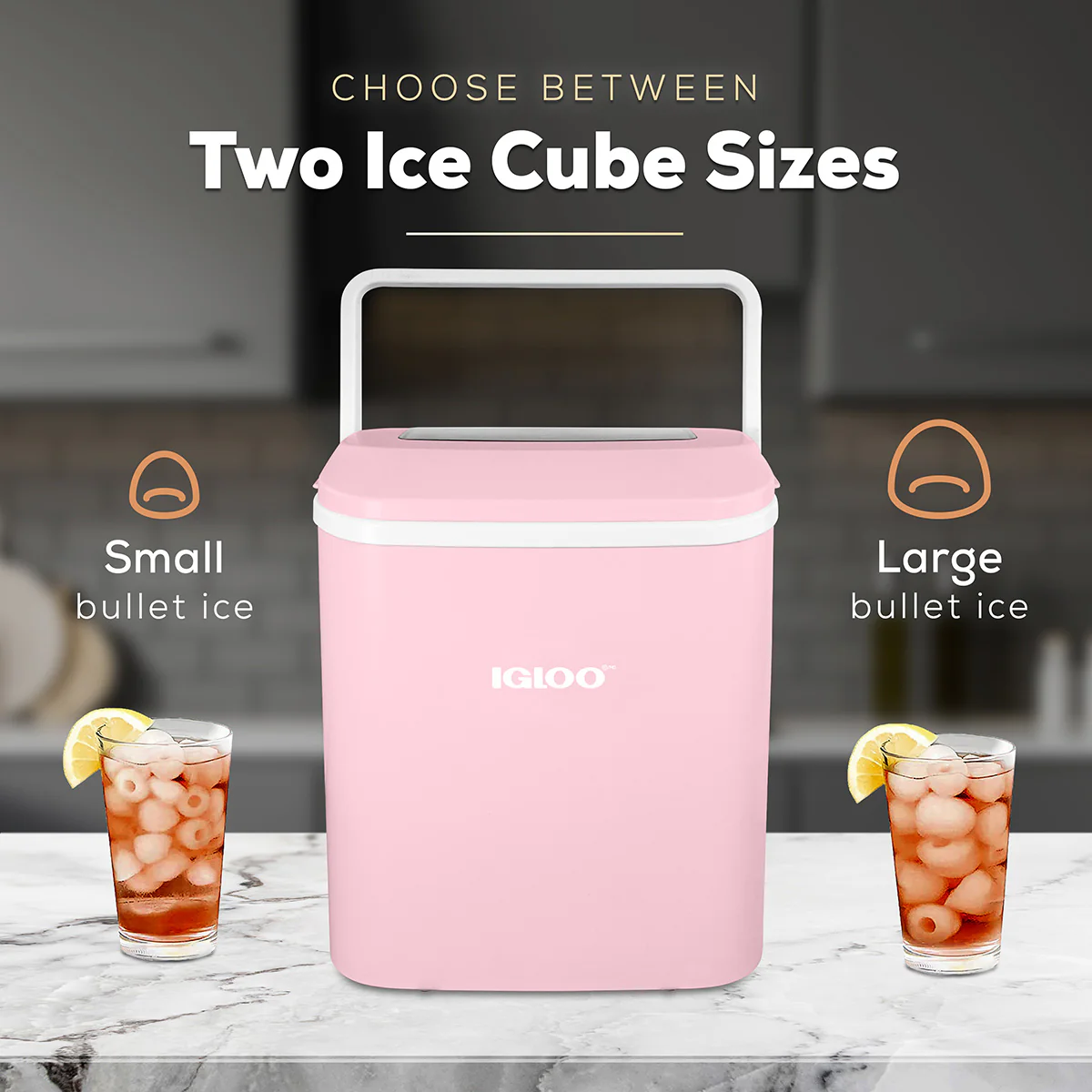 IGLOO® 26-Pound Automatic Self-Cleaning Portable Countertop Ice Maker Machine With Handle, Pink - Inhomebuy
