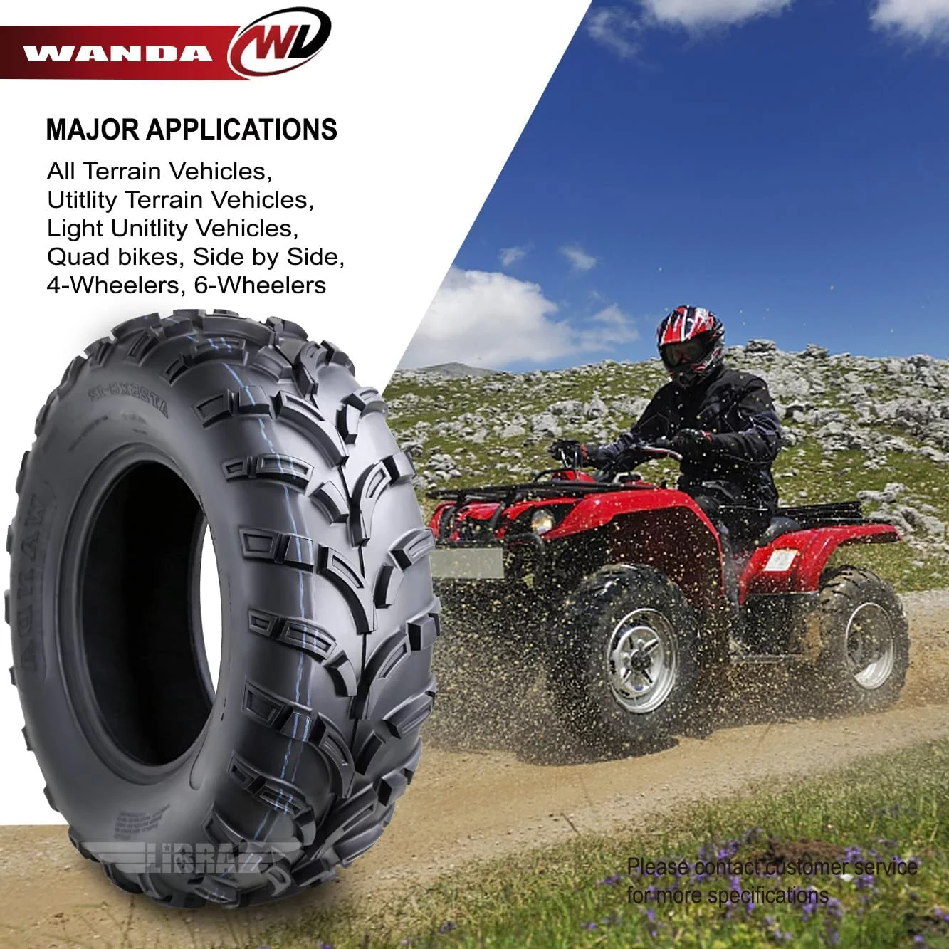 Wanda ATV/UTV Tires 25x8-12 Front & 25x10-12 Rear /6PR P373, Set 4 - Inhomebuy