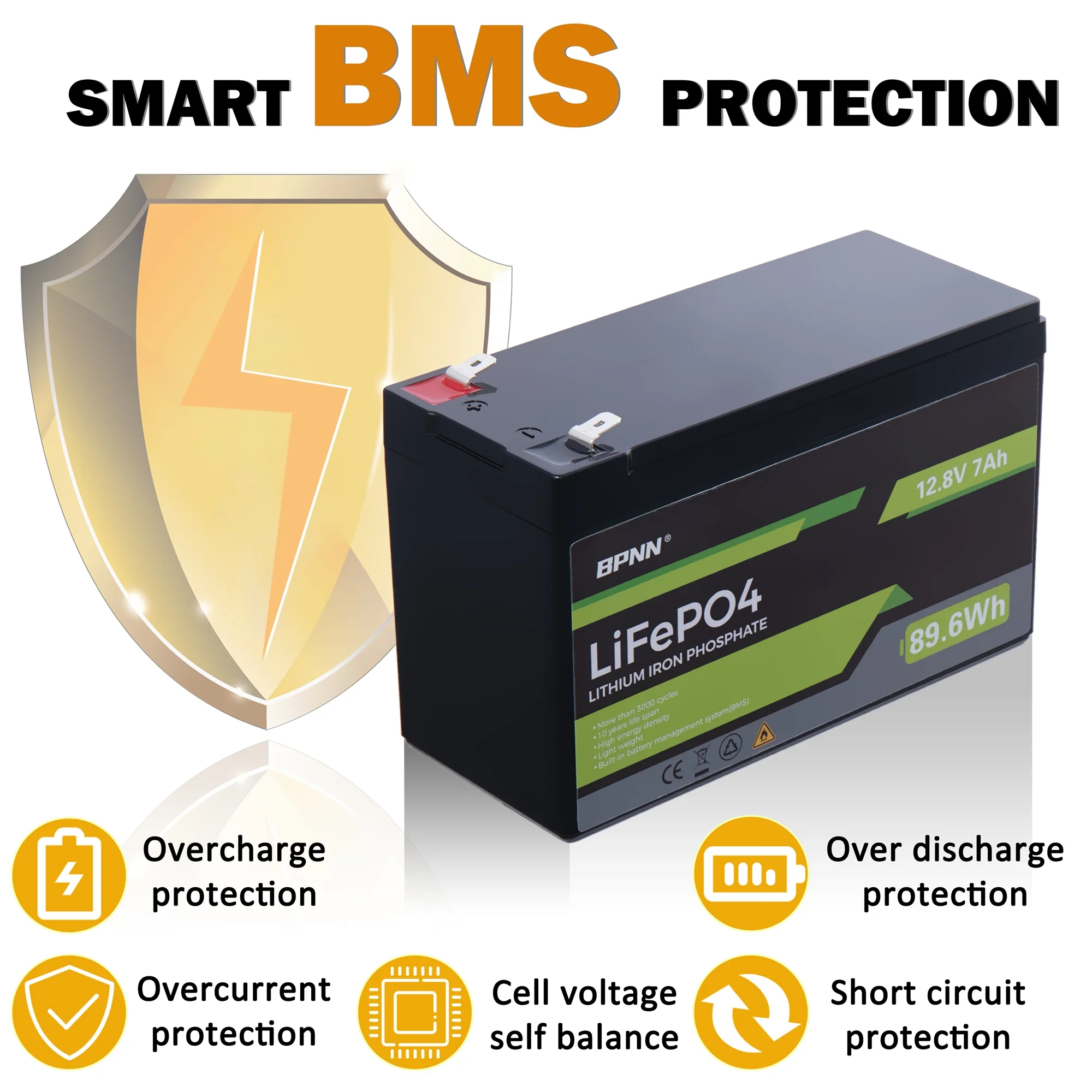 BPNN 12V 100Ah LiFePO4 Battery Long Cycles 12V Lithium Battery for RV Home Backup - Inhomebuy