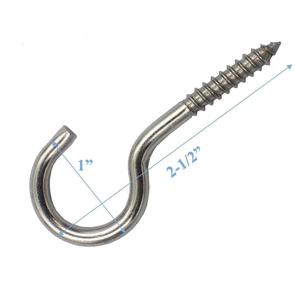 DGOL 10 pcs 2-1/2 Inch 304 Stainless Steel Screw-in Hooks Eye Bolt Ceiling Hook Screw Hanger Closed Loop - Inhomebuy