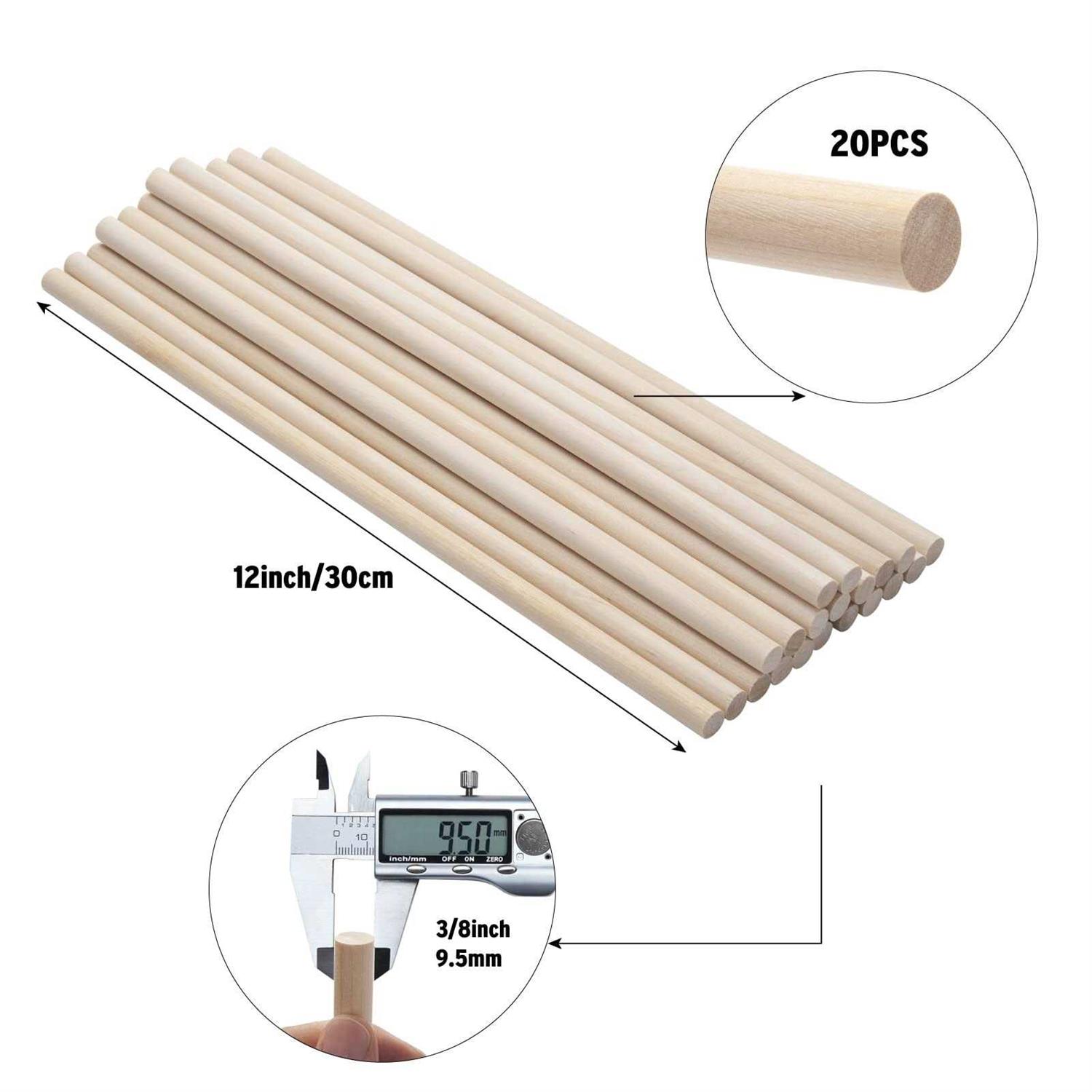 Wooden Dowel Dods Wood Dowels 12 Round Wooden Sticks For Crafts, Macrame Dowel, Unfinished Hardwood Sticks For Arts And Diyers - Inhomebuy