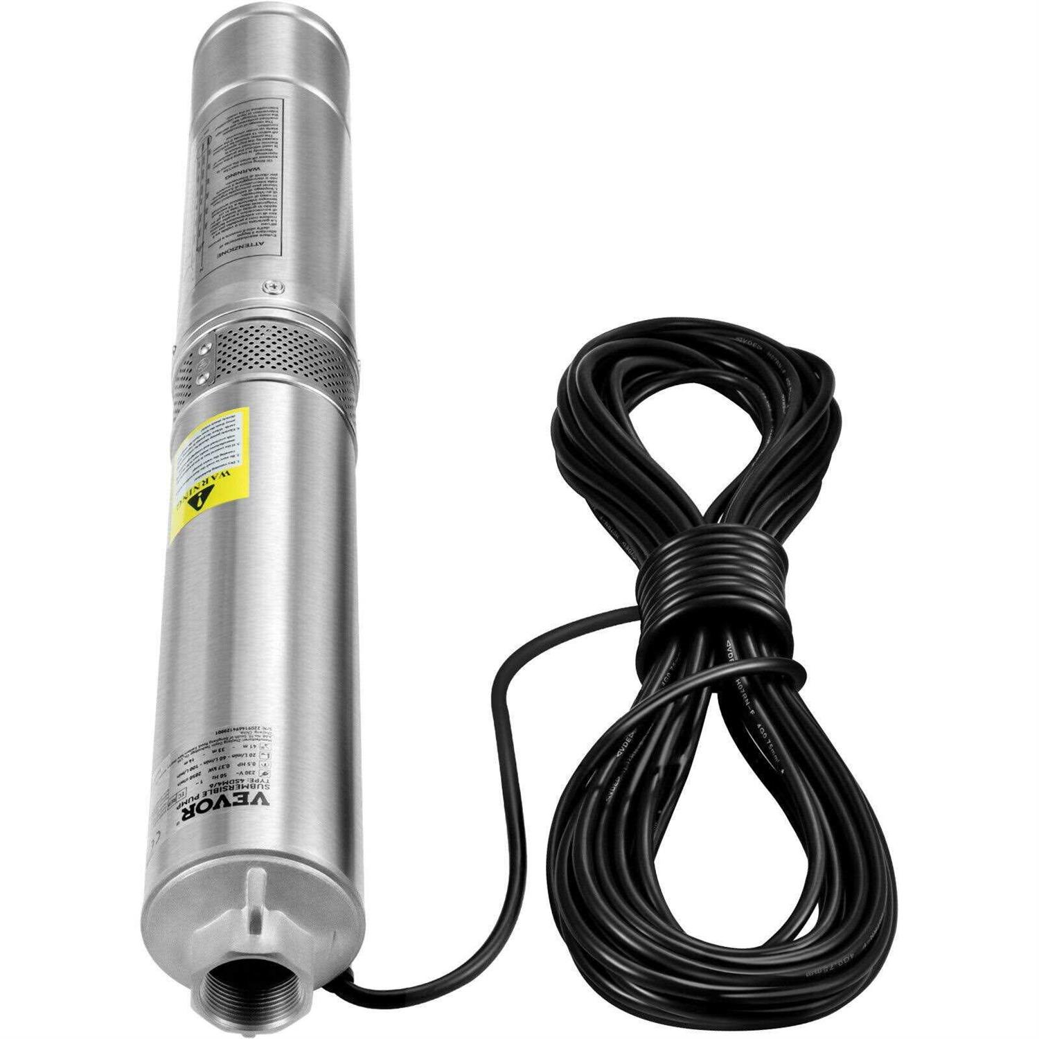 VEVOR Deep Well Pump Submersible Pump w/Cable Stainless Steel - Inhomebuy