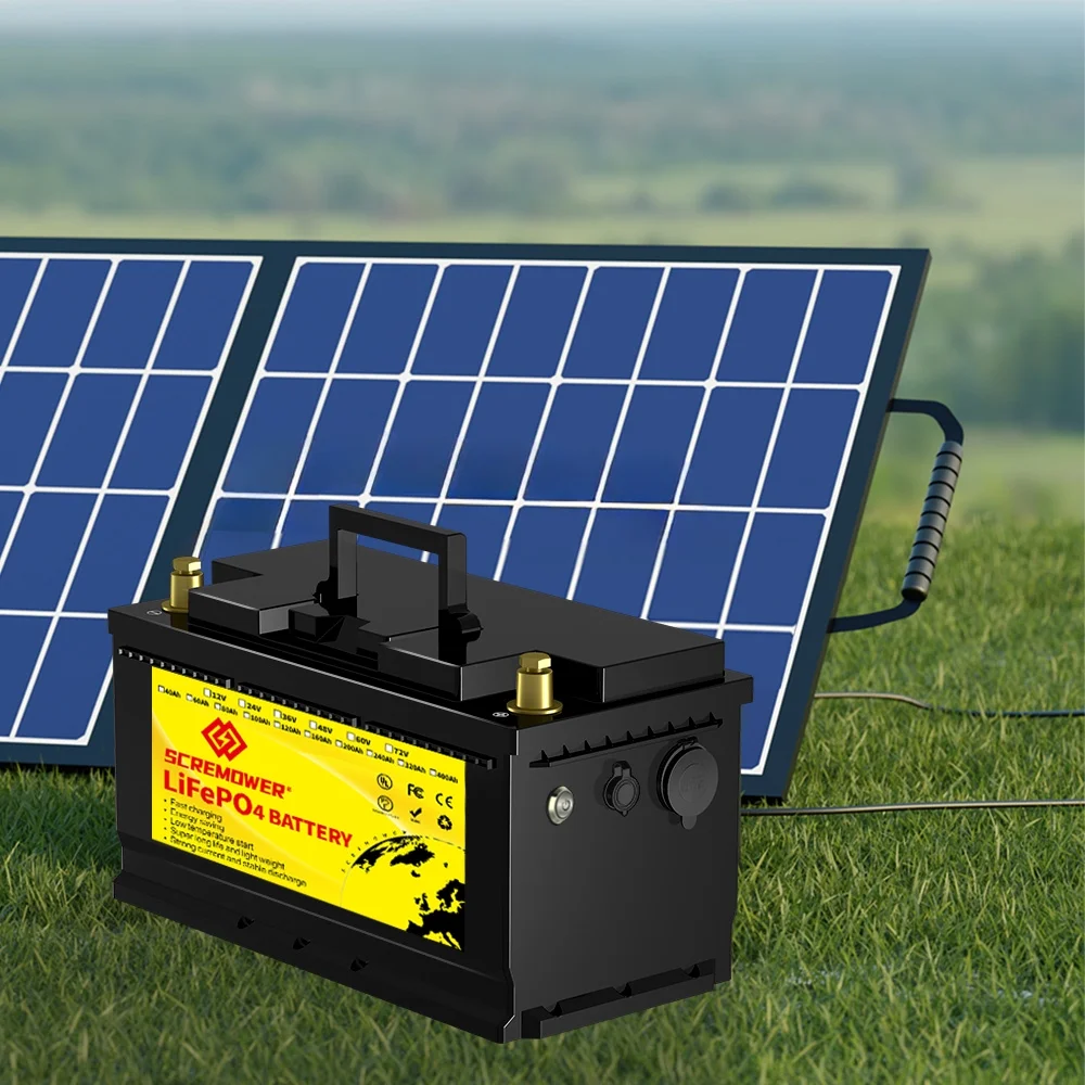 LiFePO4 Battery 12V 100Ah, 5000-15000 Deep Cycles Lithium Iron Battery with BMS for Campers RV Solar Golf Carts,  Backup Power,4S4P - Inhomebuy