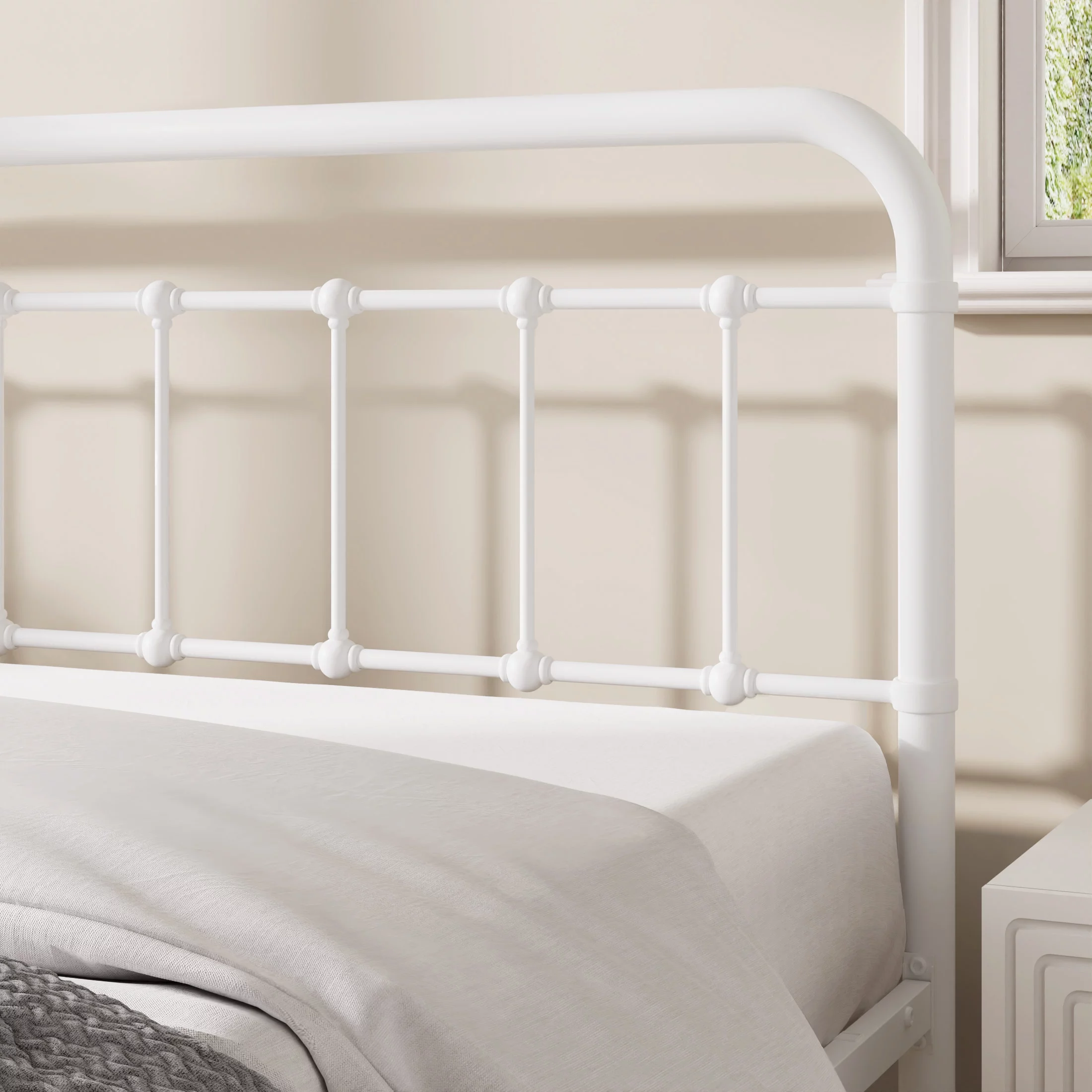 Allewie Queen Size Metal Platform Bed Frame with Victorian Style Wrought Iron-Art Headboard/Footboard, Black - Inhomebuy