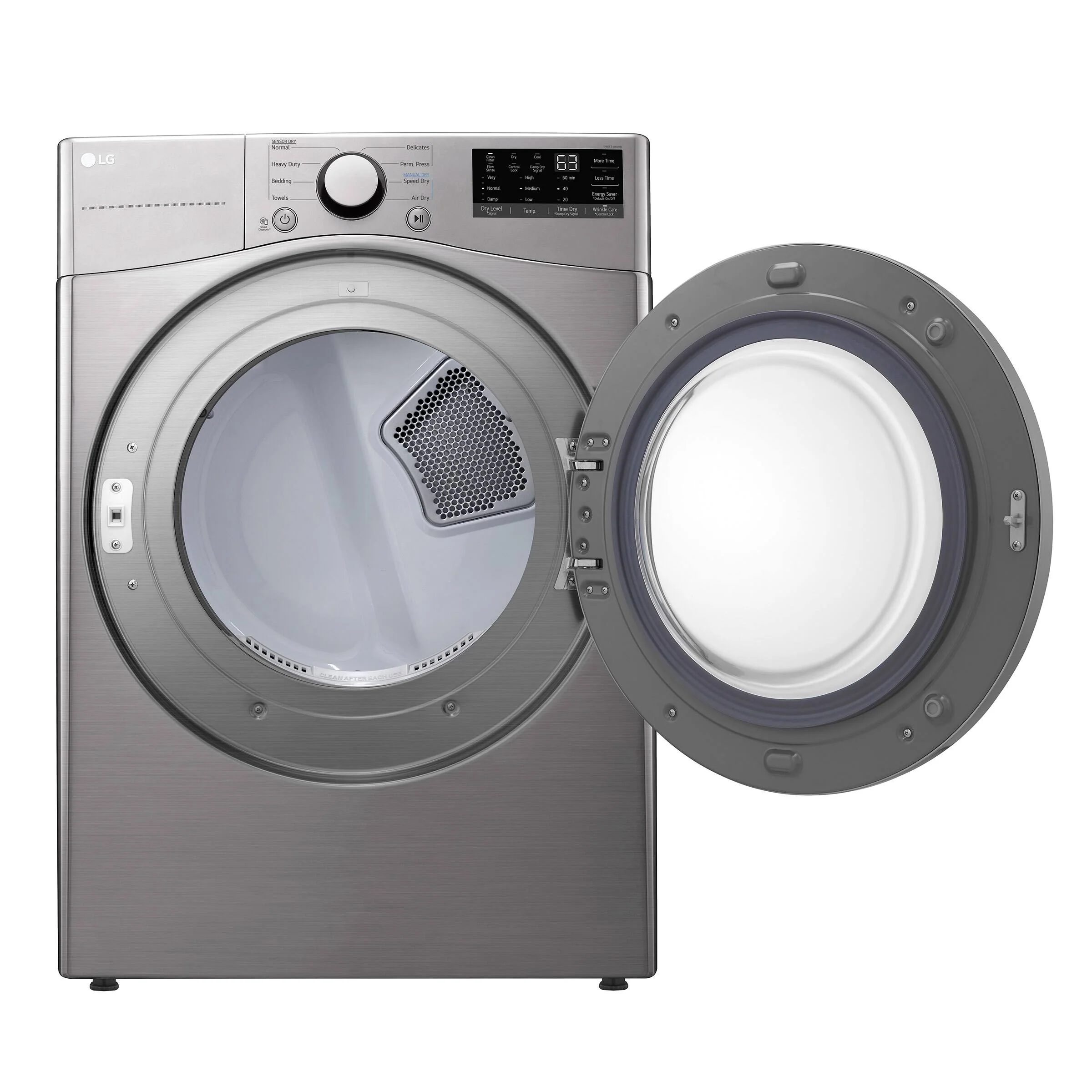 LG 7.4 CU. FT. GRAPHITE STEEL ULTRA LARGE CAPACITY ELECTRIC DRYER WITH SMARTDIAGNOSIS - DLE3400V - Inhomebuy