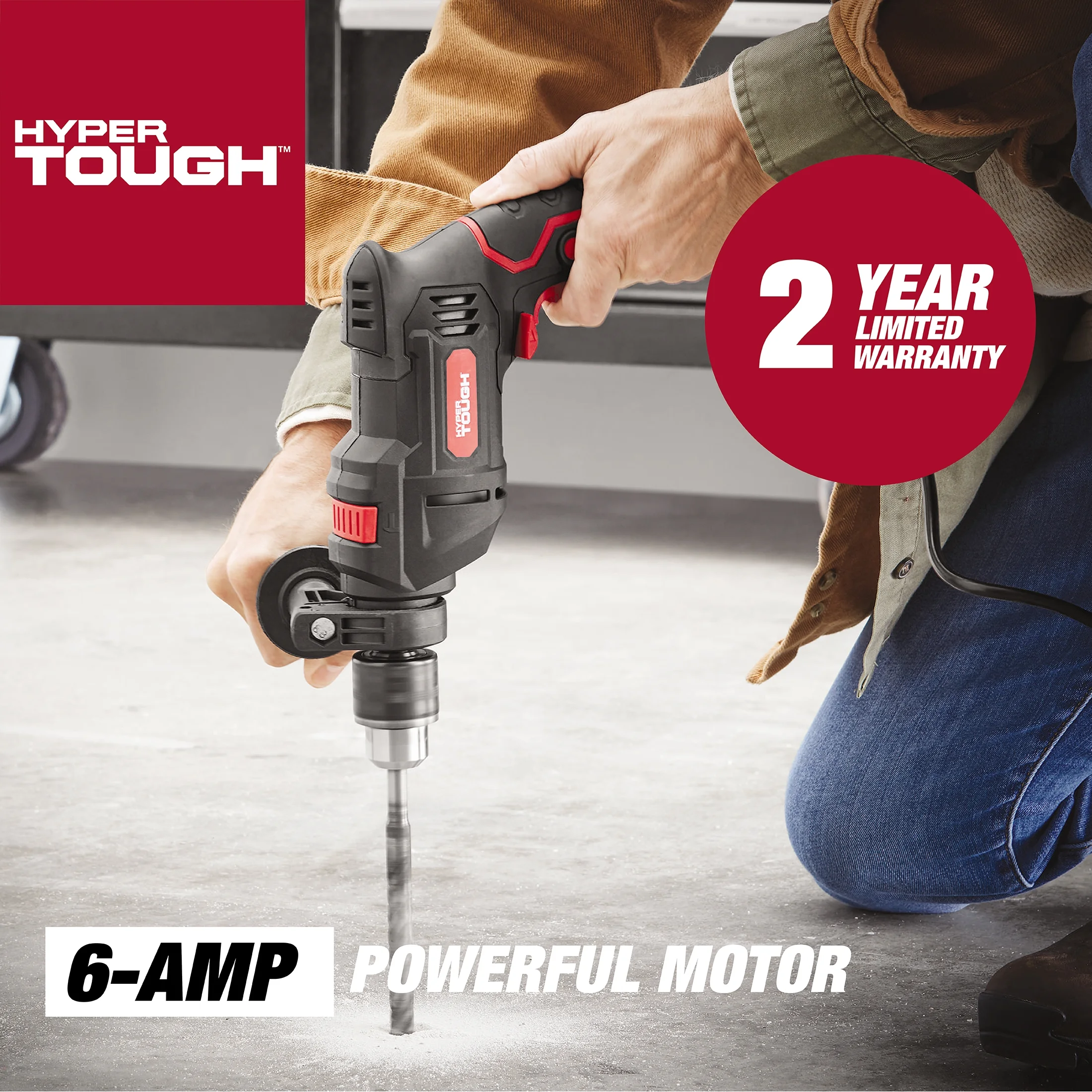 Hyper Tough 6-Amp 1/2-inch Corded Hammer Drill, Keyed Chuck, 120 Volt,TD6HD - Inhomebuy