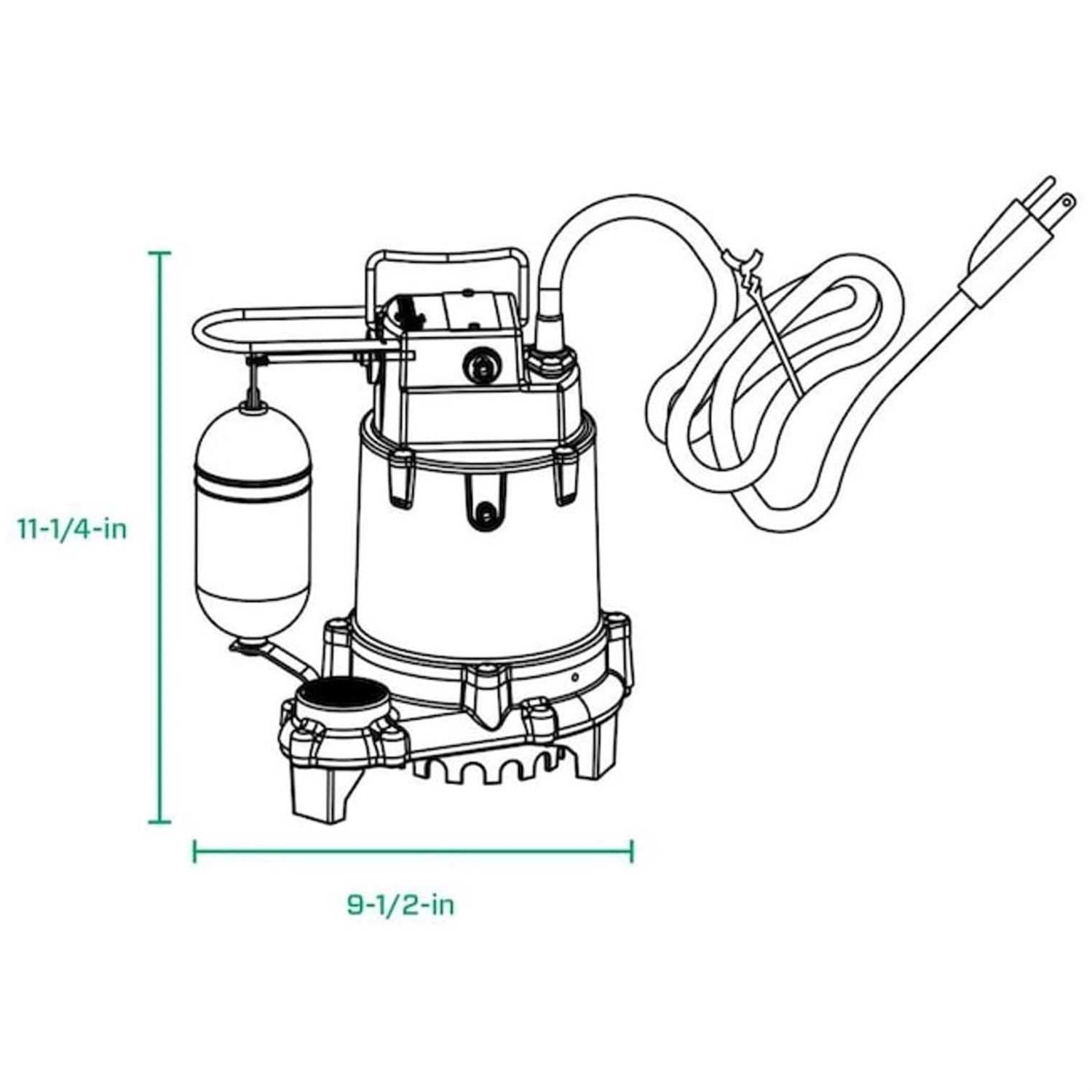Zoeller Pro Cast Iron Submersible Sump Pump 1/2 HP - Inhomebuy