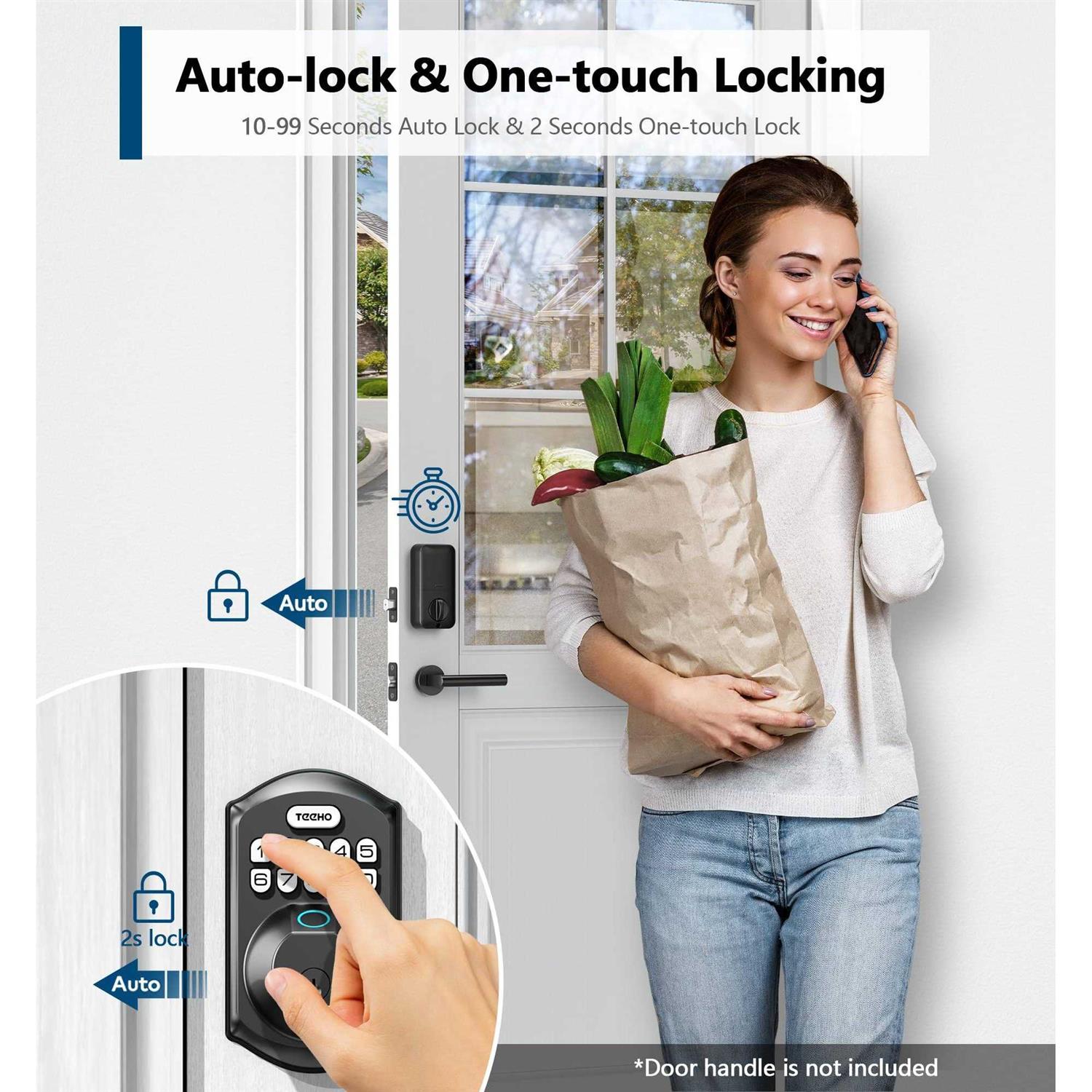 TEEHO TE002 Fingerprint Door Lock Keyless Entry Door Lock with Keypad - Inhomebuy