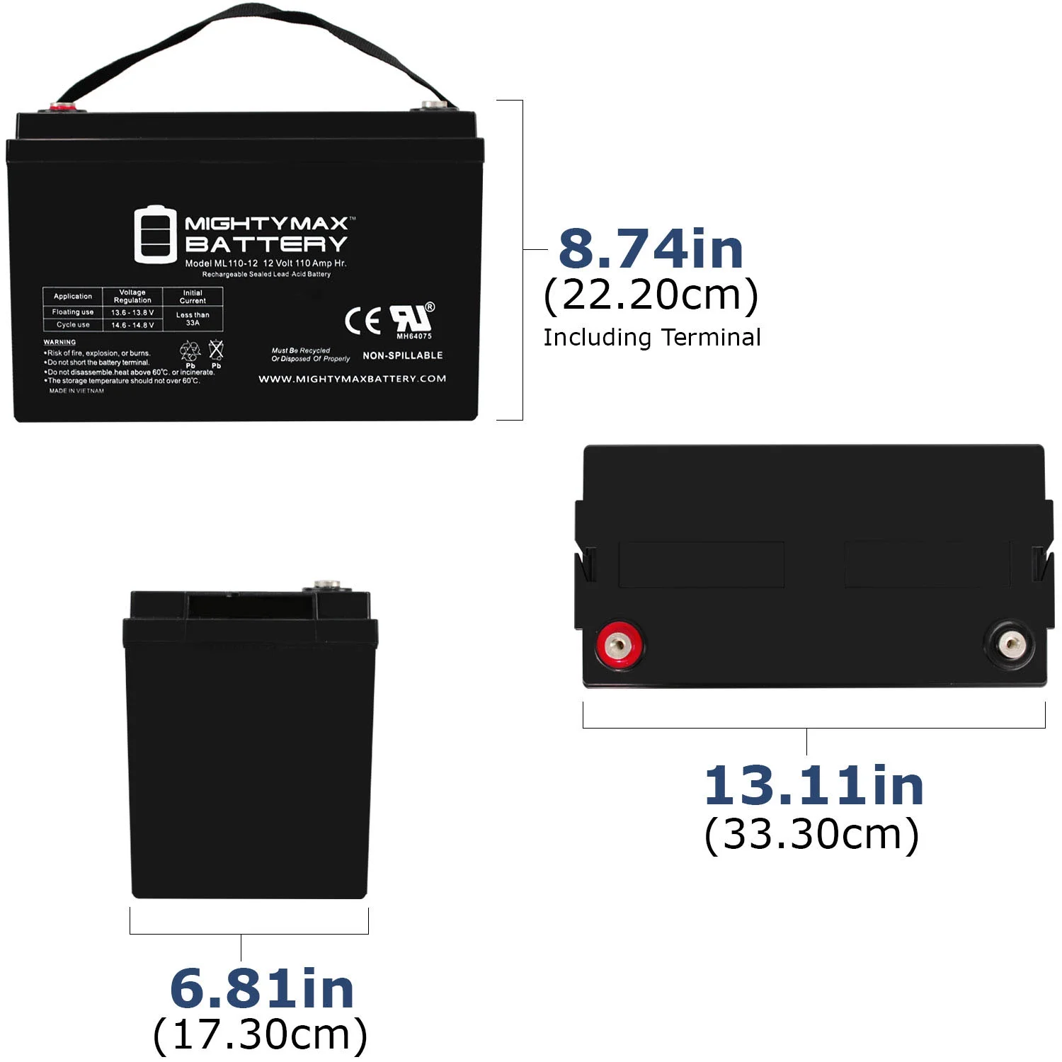 12V 110AH SLA Replaces Solar Forklift Lighting Deep Cycle Battery - Inhomebuy