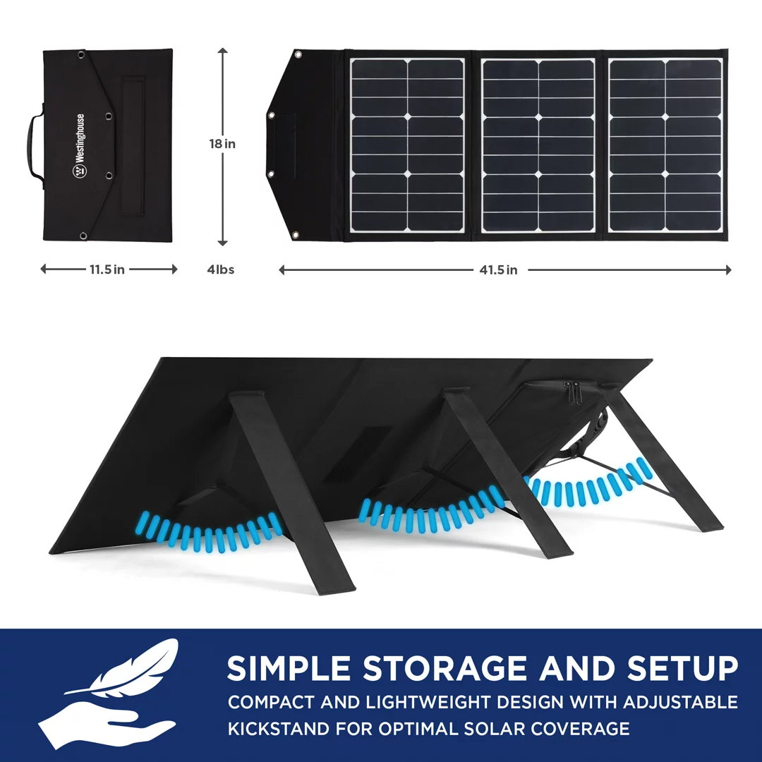 Westinghouse 60W Foldable Portable Solar Panel for iGen160s, iGen200s, iGen300s, iGen600s, iGen1000s Power Stations - Inhomebuy