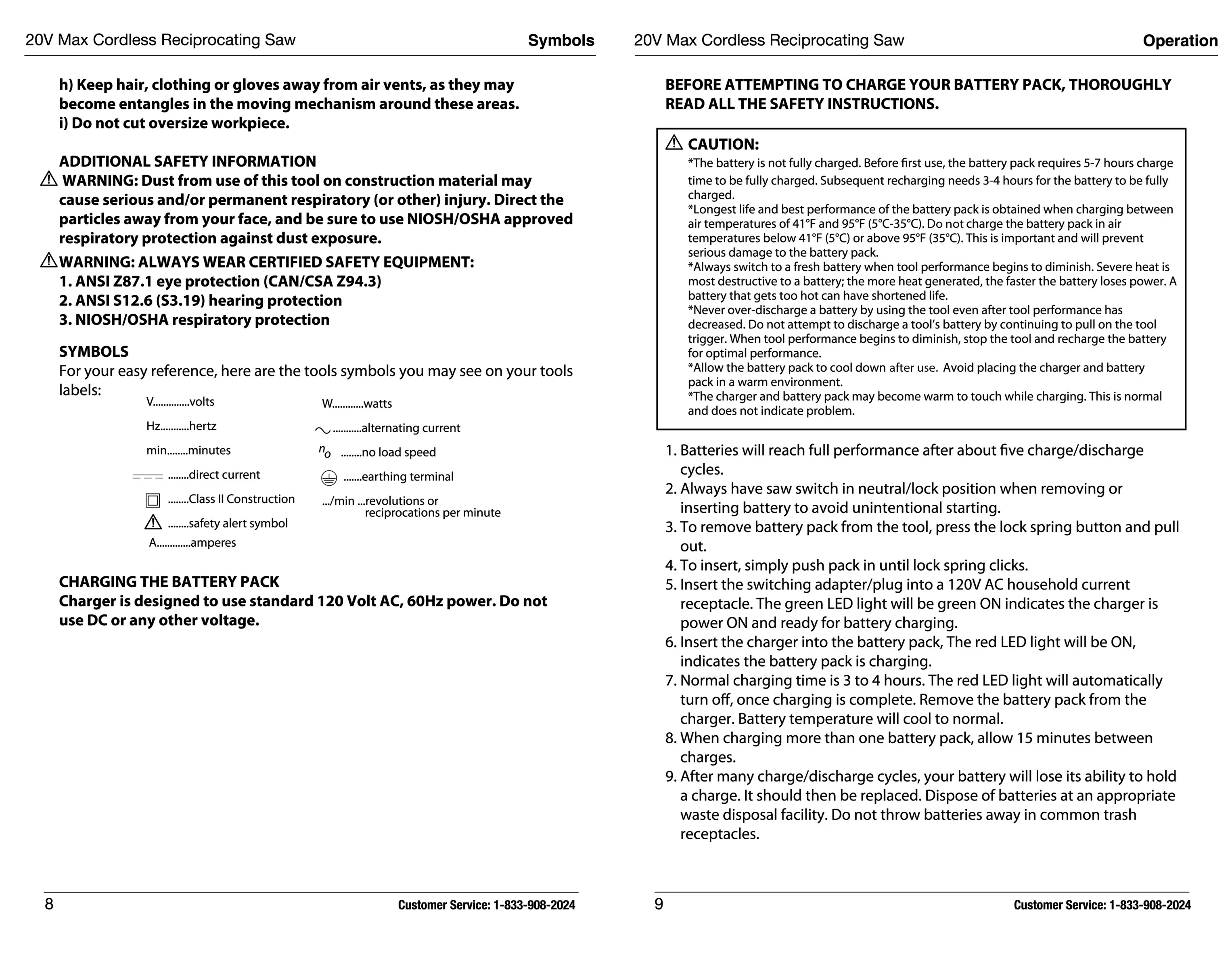 Hyper Tough 20V Max Lithium-ion Cordless Reciprocating Saw, Variable Speed, Keyless Blade Change, with 1.5Ah Lithium-Ion Battery and Charger, Wood Blade and LED Light - Inhomebuy