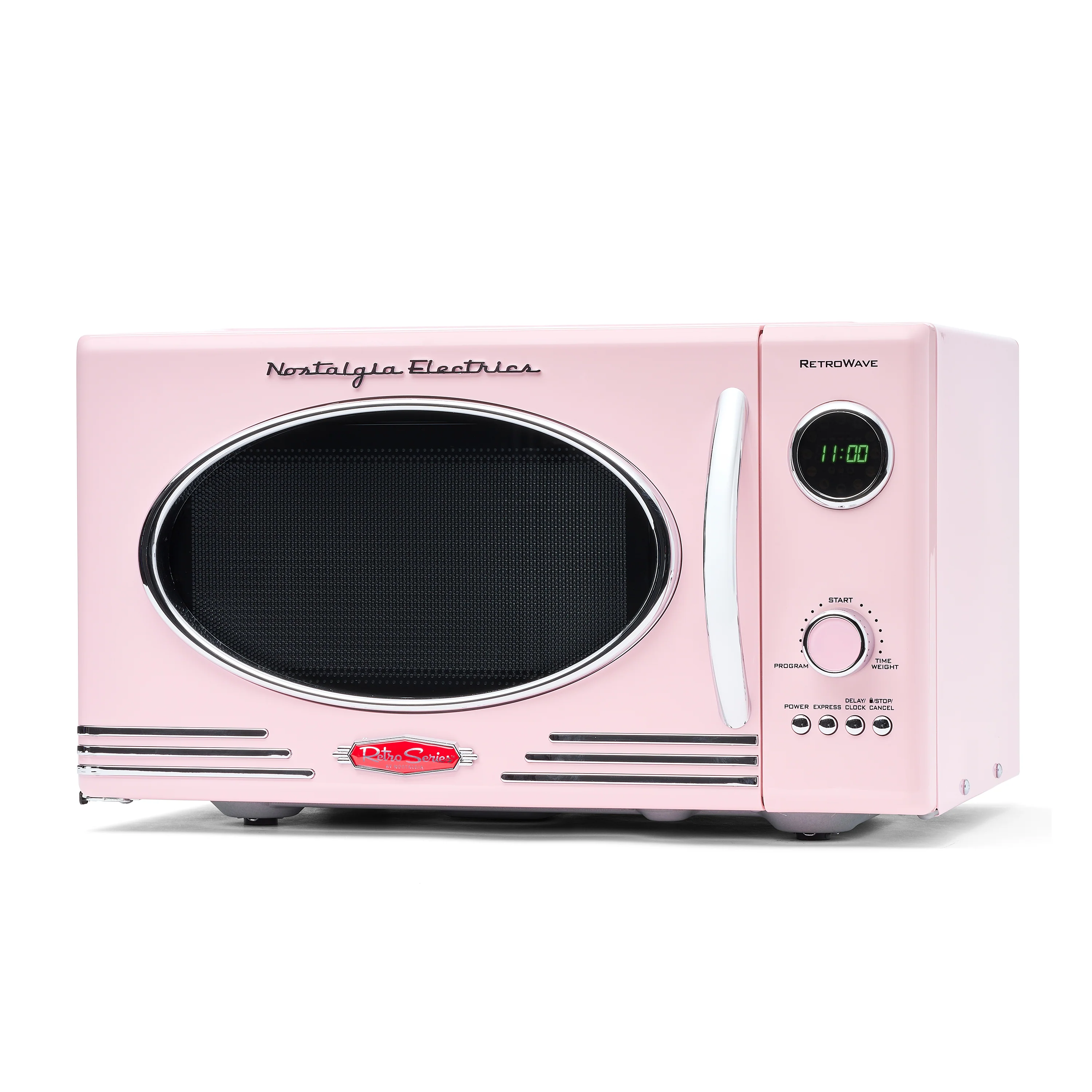 Retro 0.9 Cubic Foot 800-Watt Countertop Microwave Oven - Pink - Inhomebuy