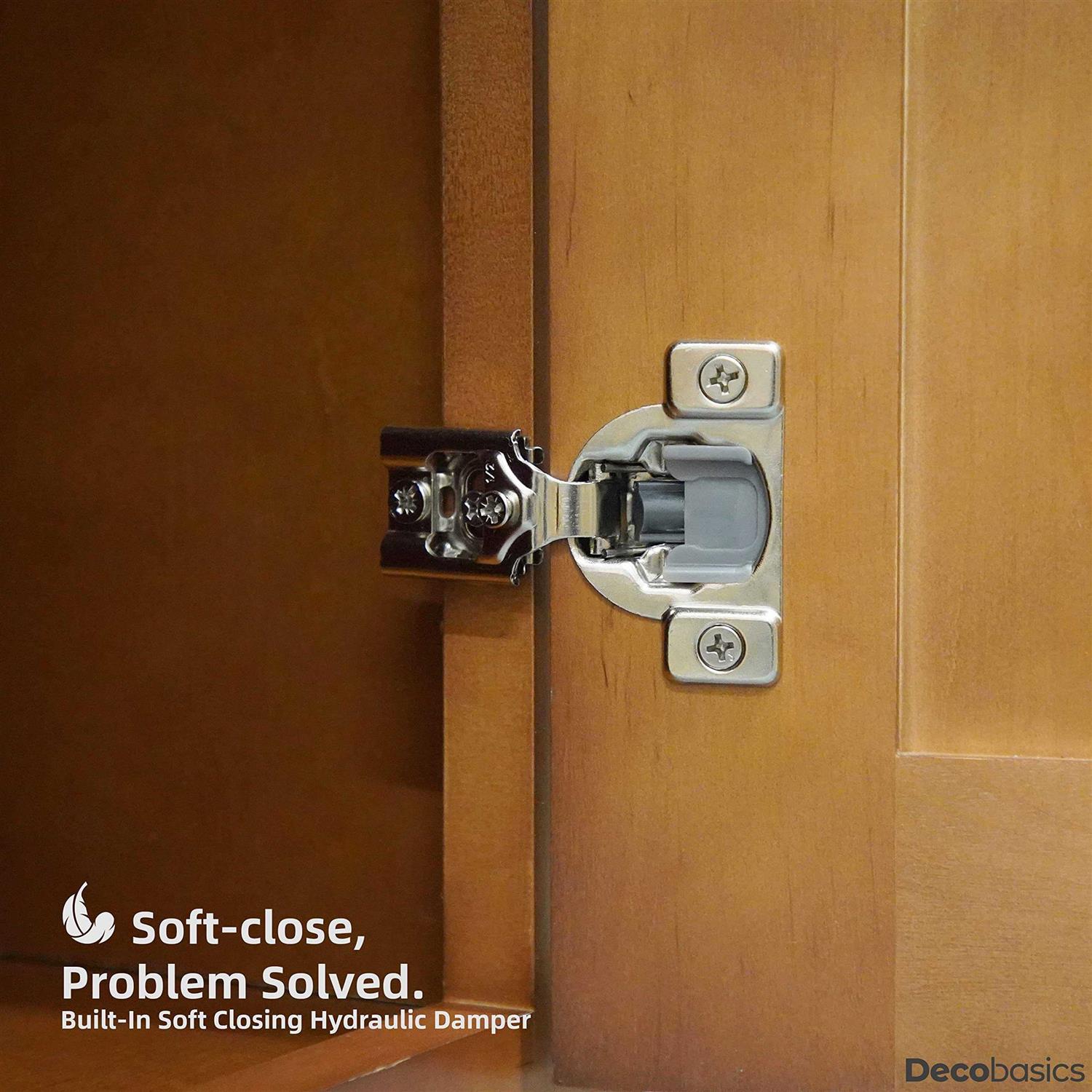 Decobasics Oil Rubbed Bronze Cabinet Hinges for Kitchen Cabinets -1/2 Overlay -Self Closing Kitchen Cab - Inhomebuy