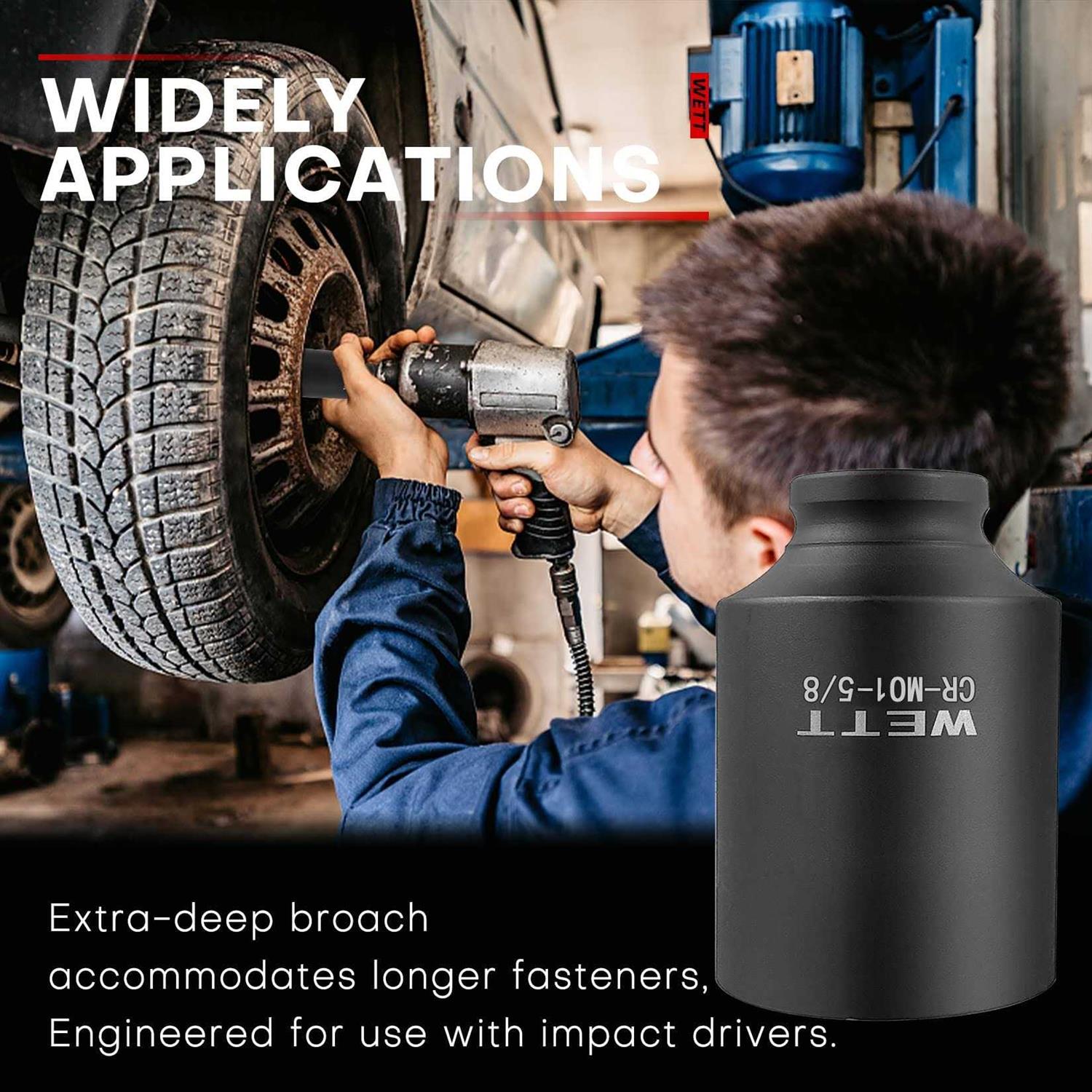 WETT 1/2 Drive Deep 6-Point Impact Socket Set/Spindle Axle Nut Impact Socket Set 9Pcs - Inhomebuy