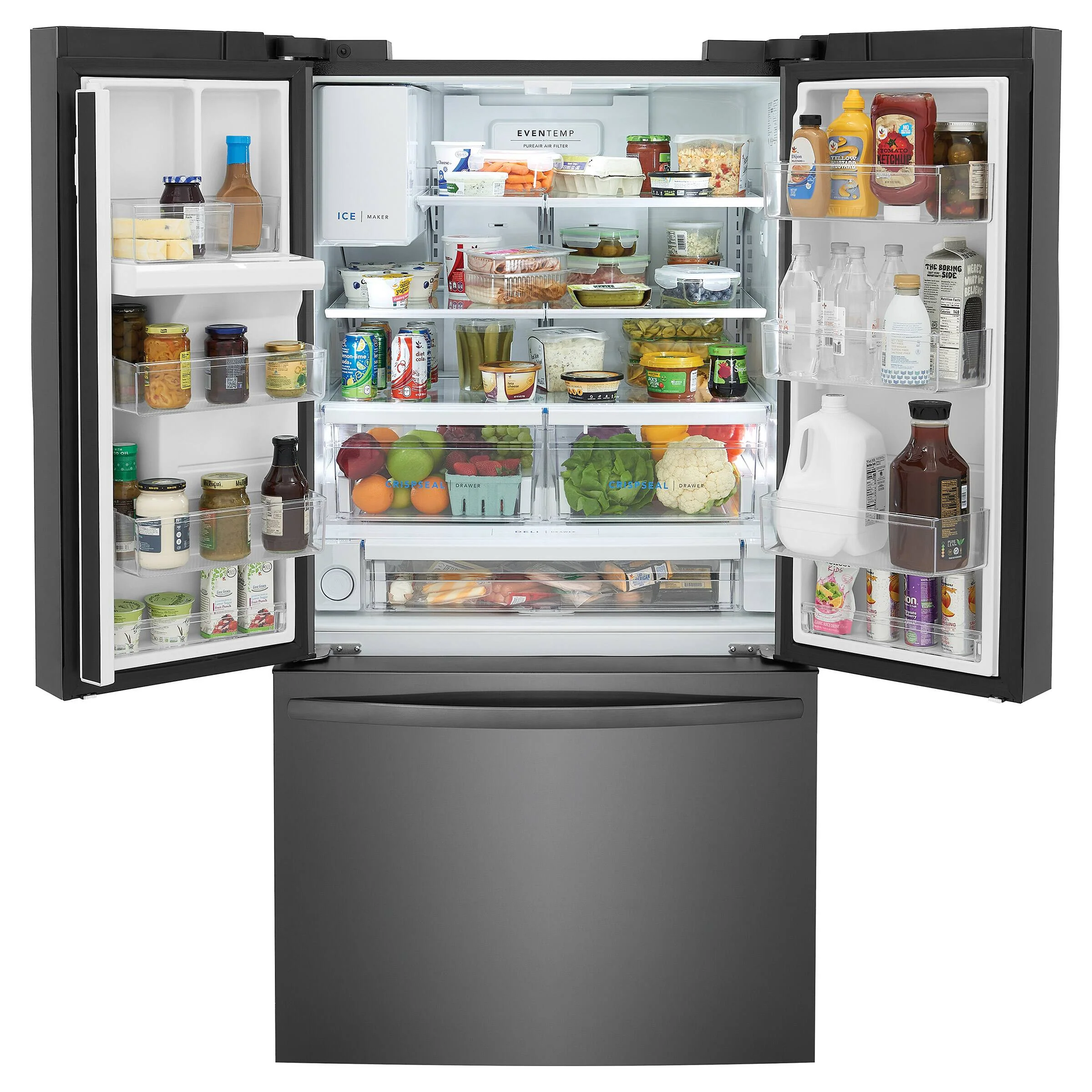 FRIGIDAIRE 36 IN. 27.8 CU.FT. BLACK STAINLESS STEEL FRENCH DOOR REFRIGERATOR WITH ICE AND WATER DISP - Inhomebuy