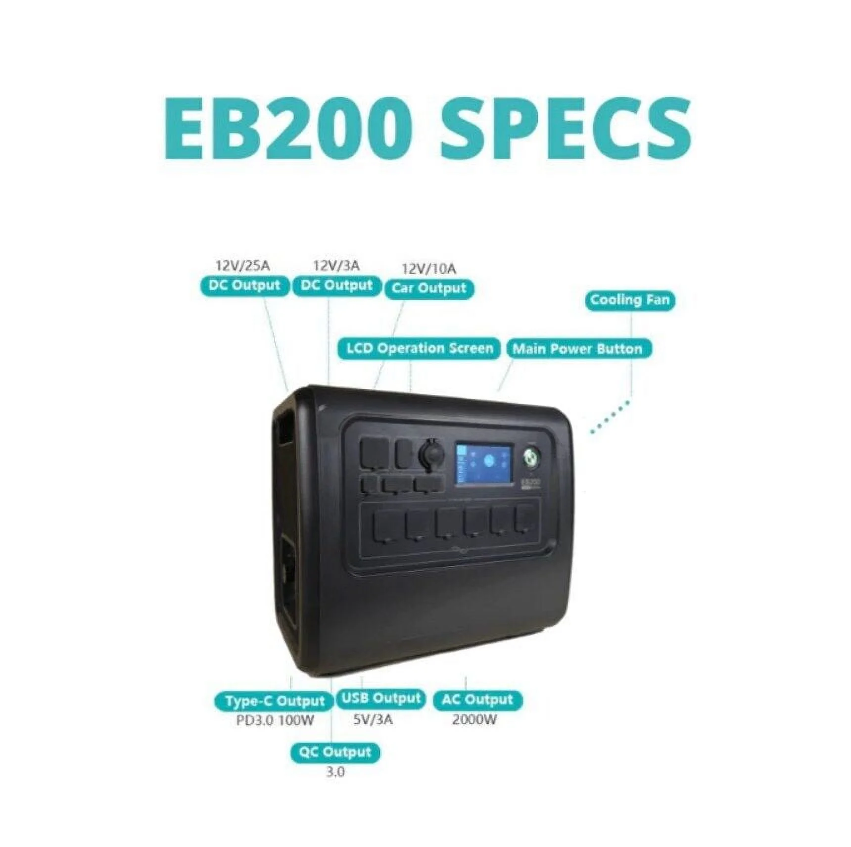 [Clearance] BLUETTI EB200 2000W Power Station Solar Generator For Hunting Camping Off-Grid - Inhomebuy