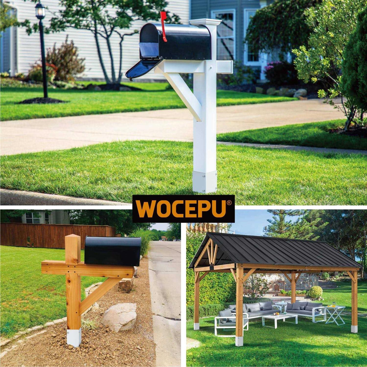 WOCEPU Stainless Steel Adjustable Post Protector, Protects Wooden Mailboxes and Fences from Lawnmower and rain Damage - Inhomebuy