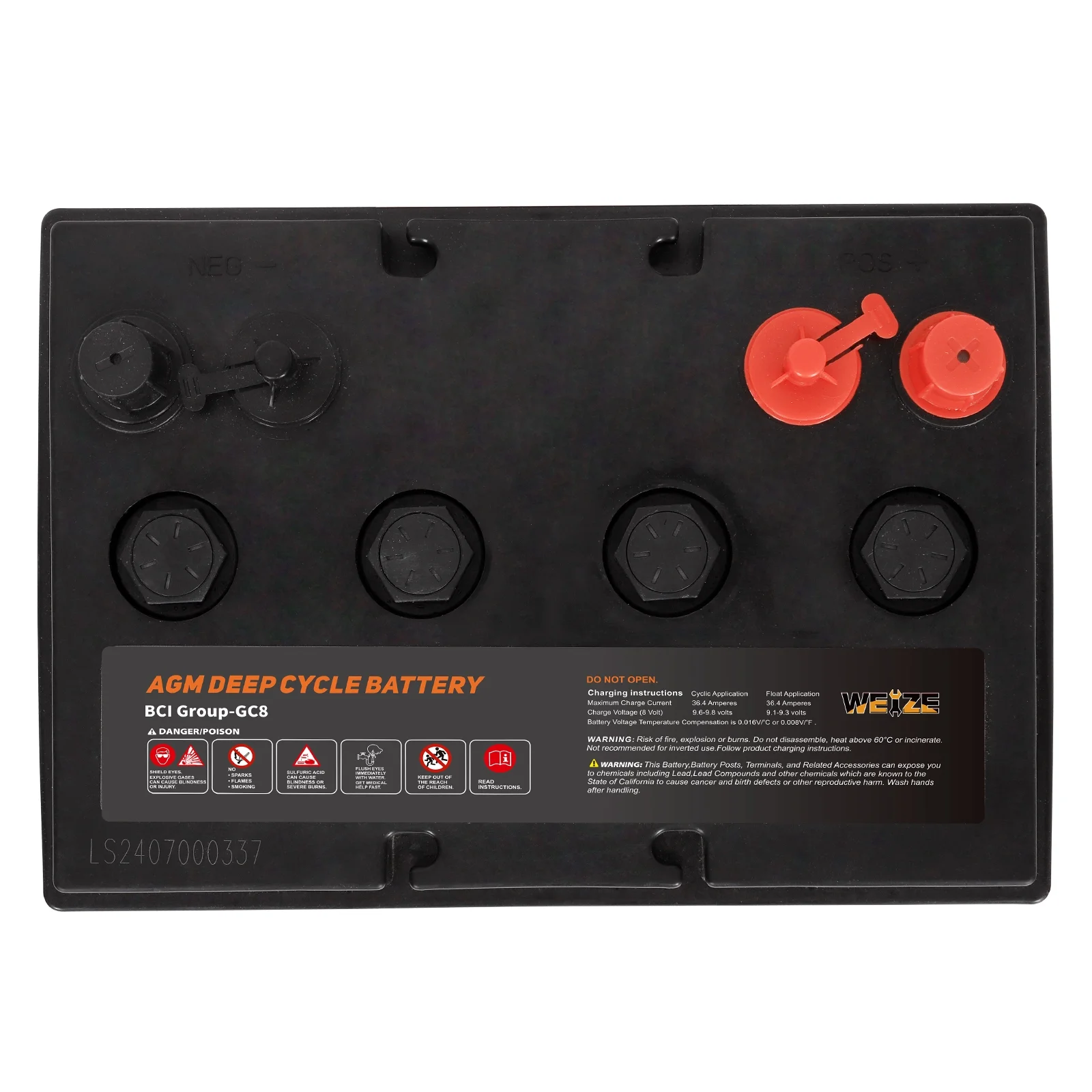 Weize Golf Cart Battery, 6V 210ah BCI Group GC2 Deep Cycle AGM Scrubber Battery - Inhomebuy