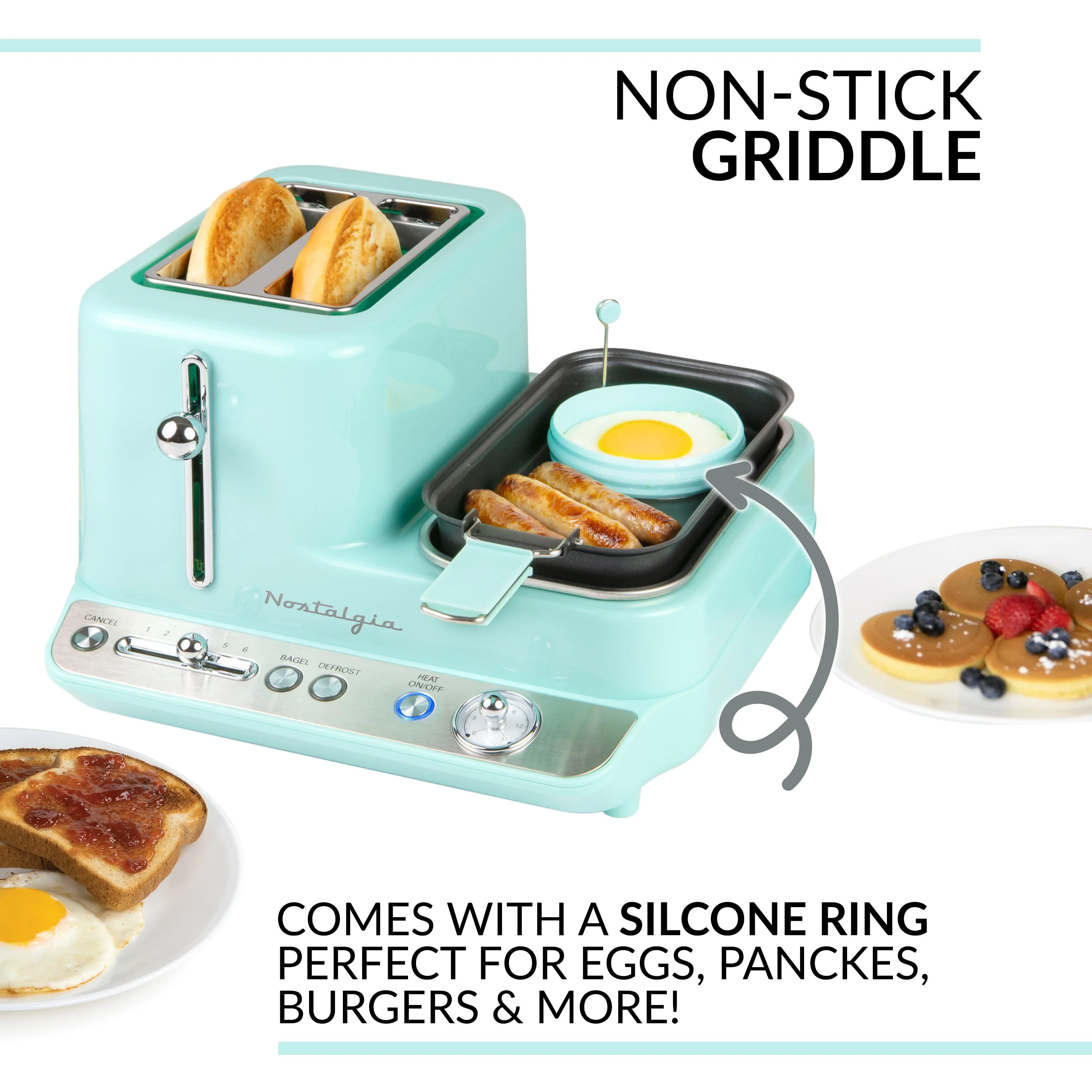Retro 3-in-1 Breakfast Station, Aqua - Inhomebuy