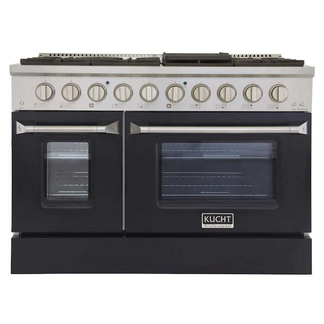 Kucht Professional 48 in. 6.7 cu ft. Propane Gas Range with Black Door and Silver Knobs, KNG481/LP-K - Inhomebuy