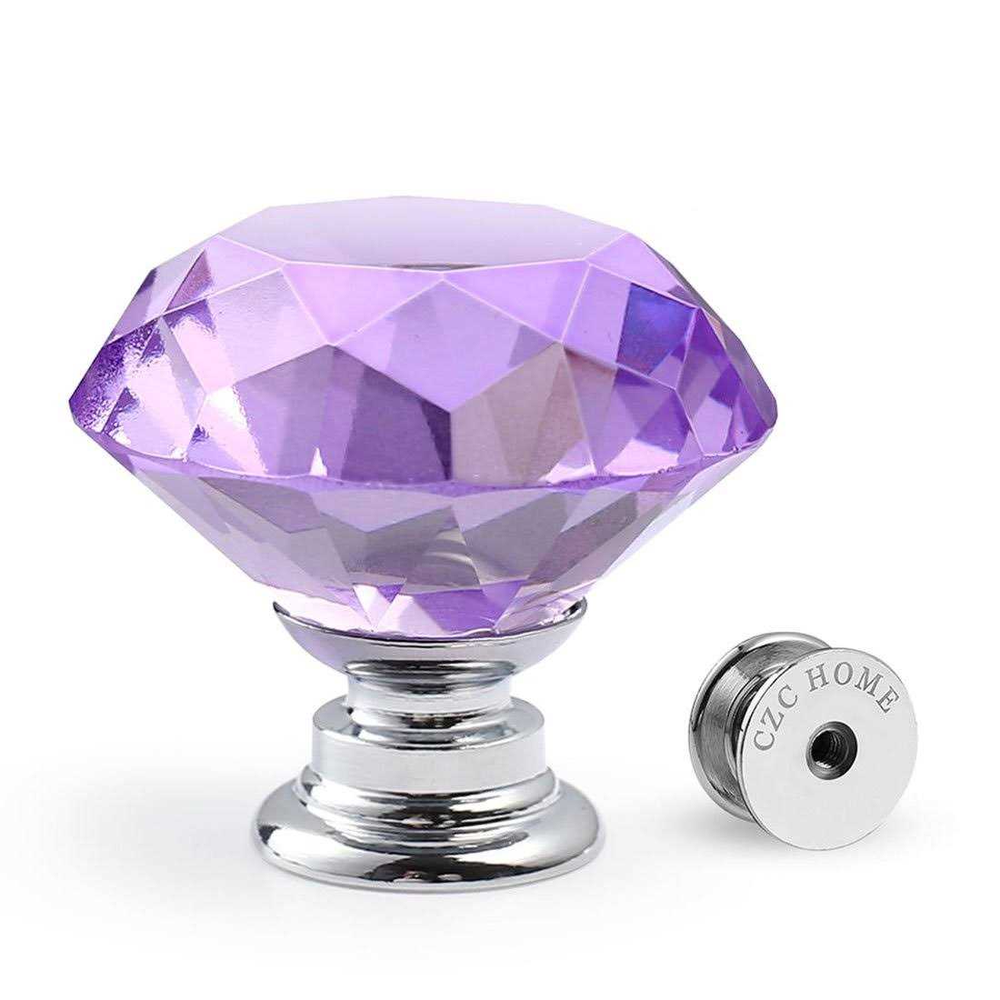 CZC HOME 10 PCS Diamond Crystal Glass Pull Handle Cabinet Knobs Cupboard Drawers Cabinet Dresser Bookcase Wardrobe - Inhomebuy