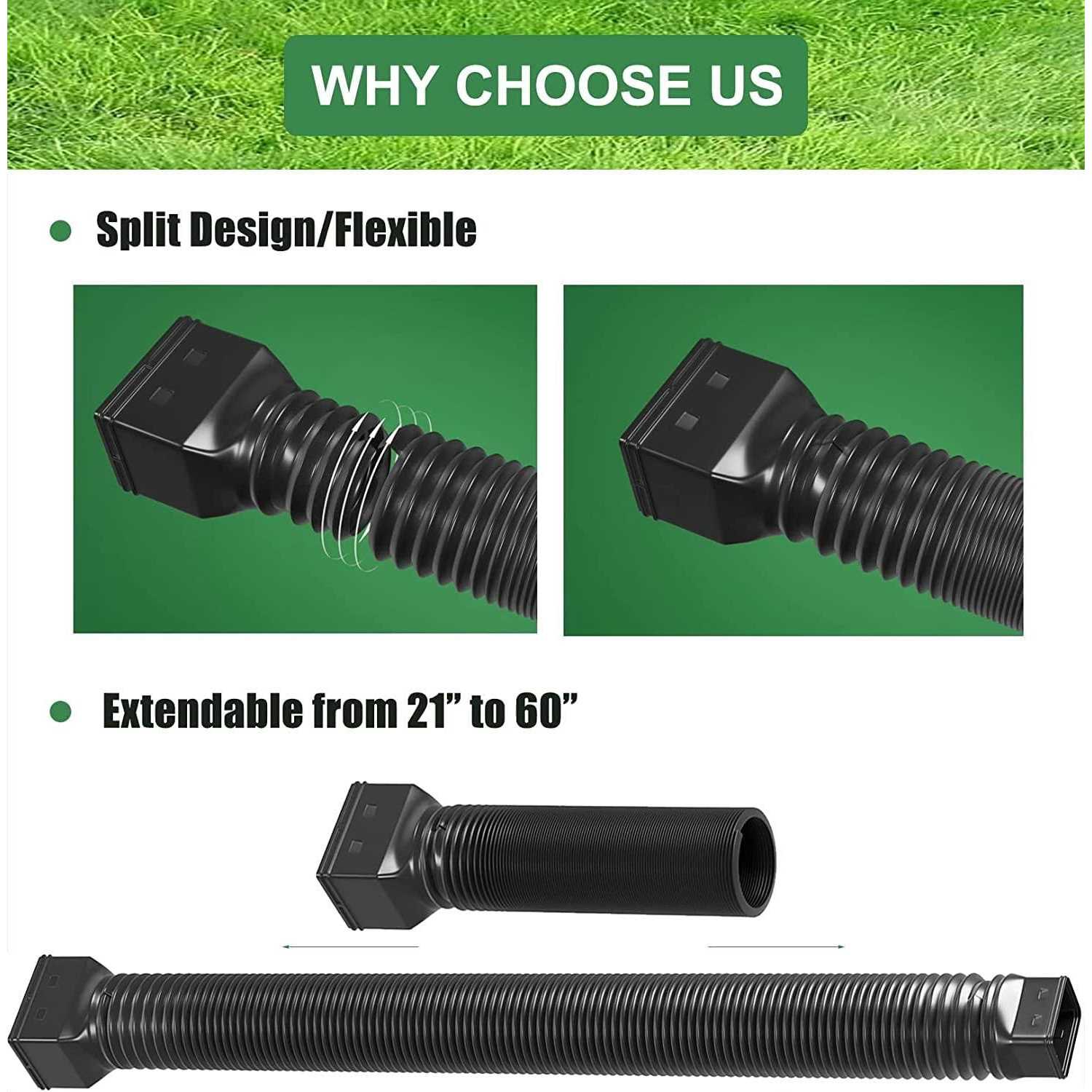 YOTODY Rain Gutter Downspout Extensions Flexible Drain Extender Screws for Included - Inhomebuy