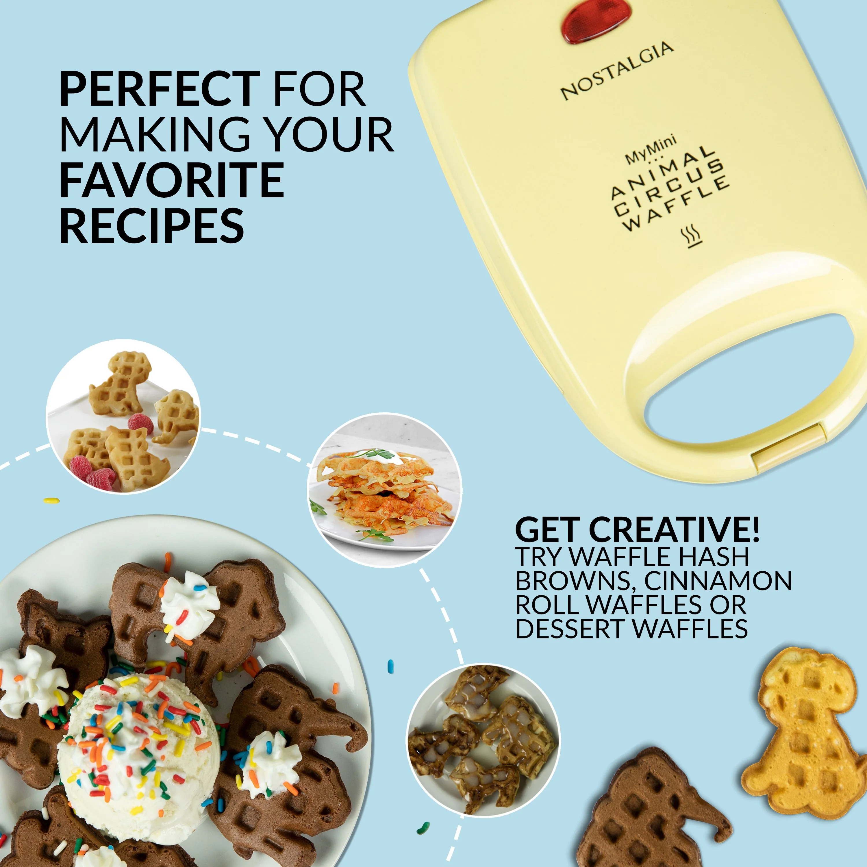 MyMini�?Animal Circus Waffle Maker, Yellow - Inhomebuy