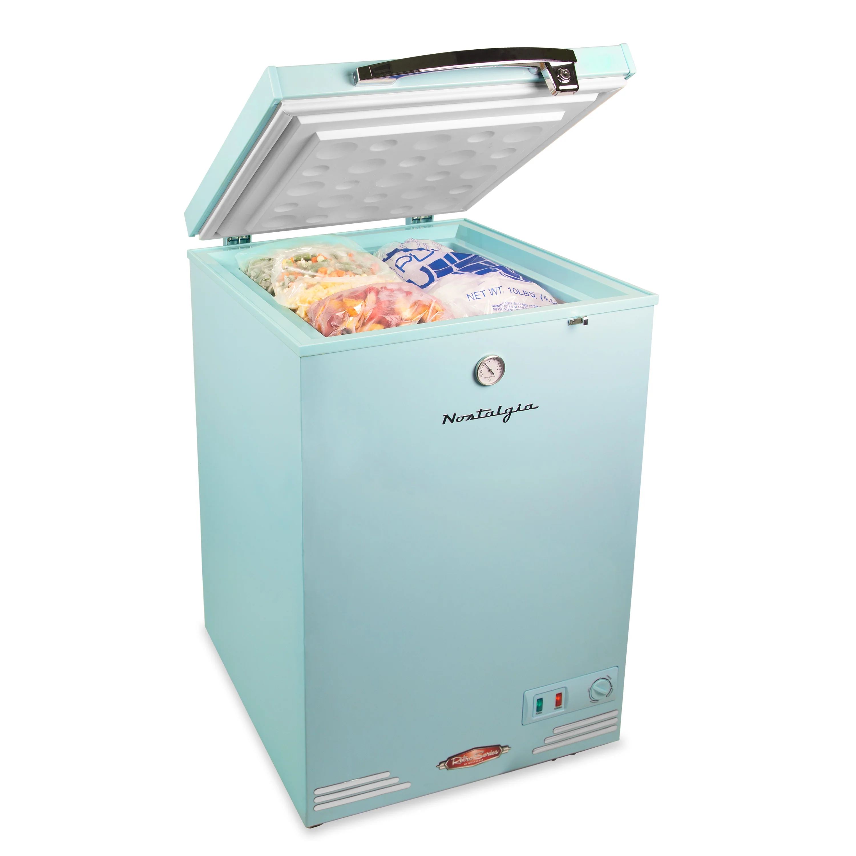 Classic Retro 3.5 Cu.Ft. Refrigerator & Chest Freezer, Aqua - Inhomebuy