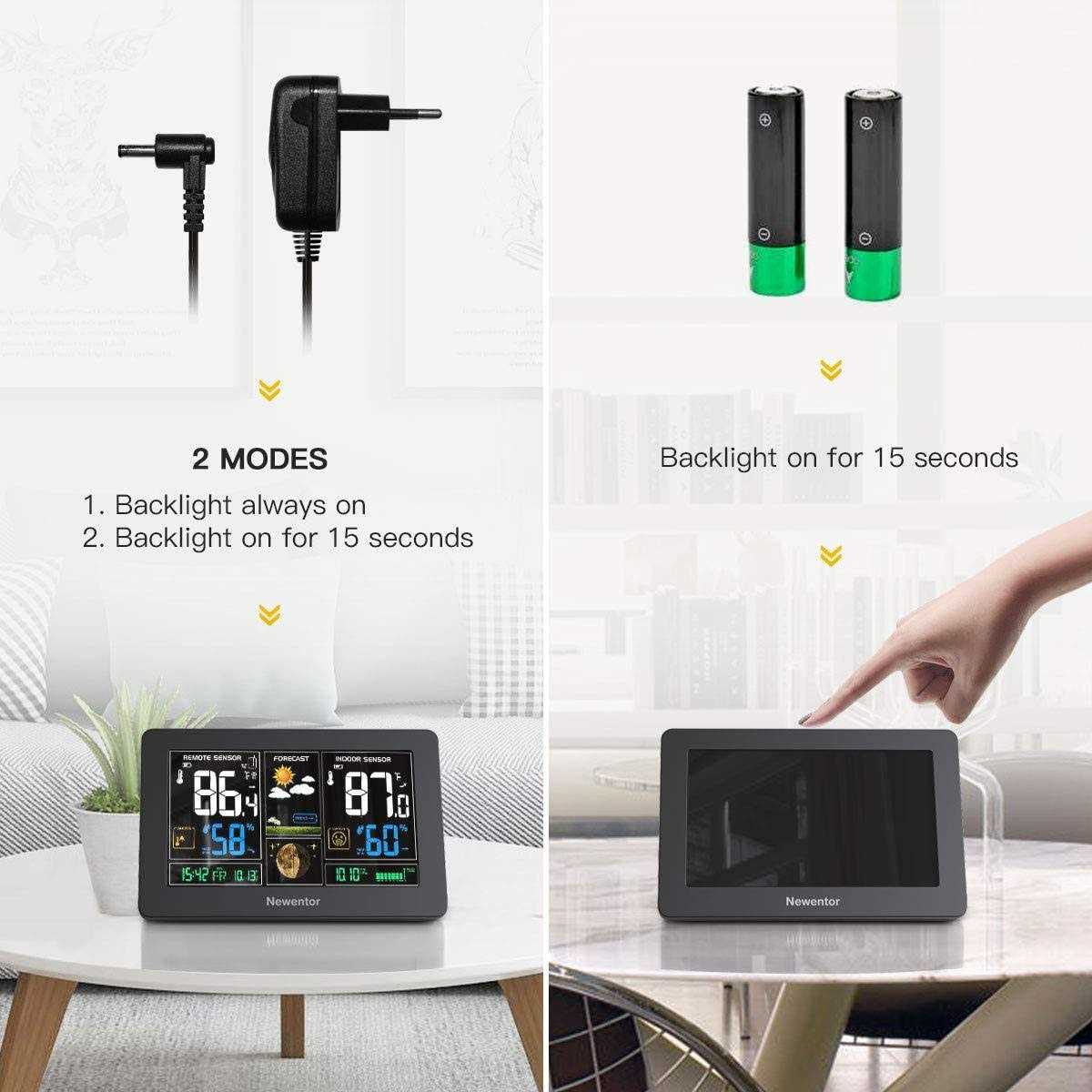 Newentor Atomic Projection Alarm Clock with Weather Station for Bedrooms - Inhomebuy