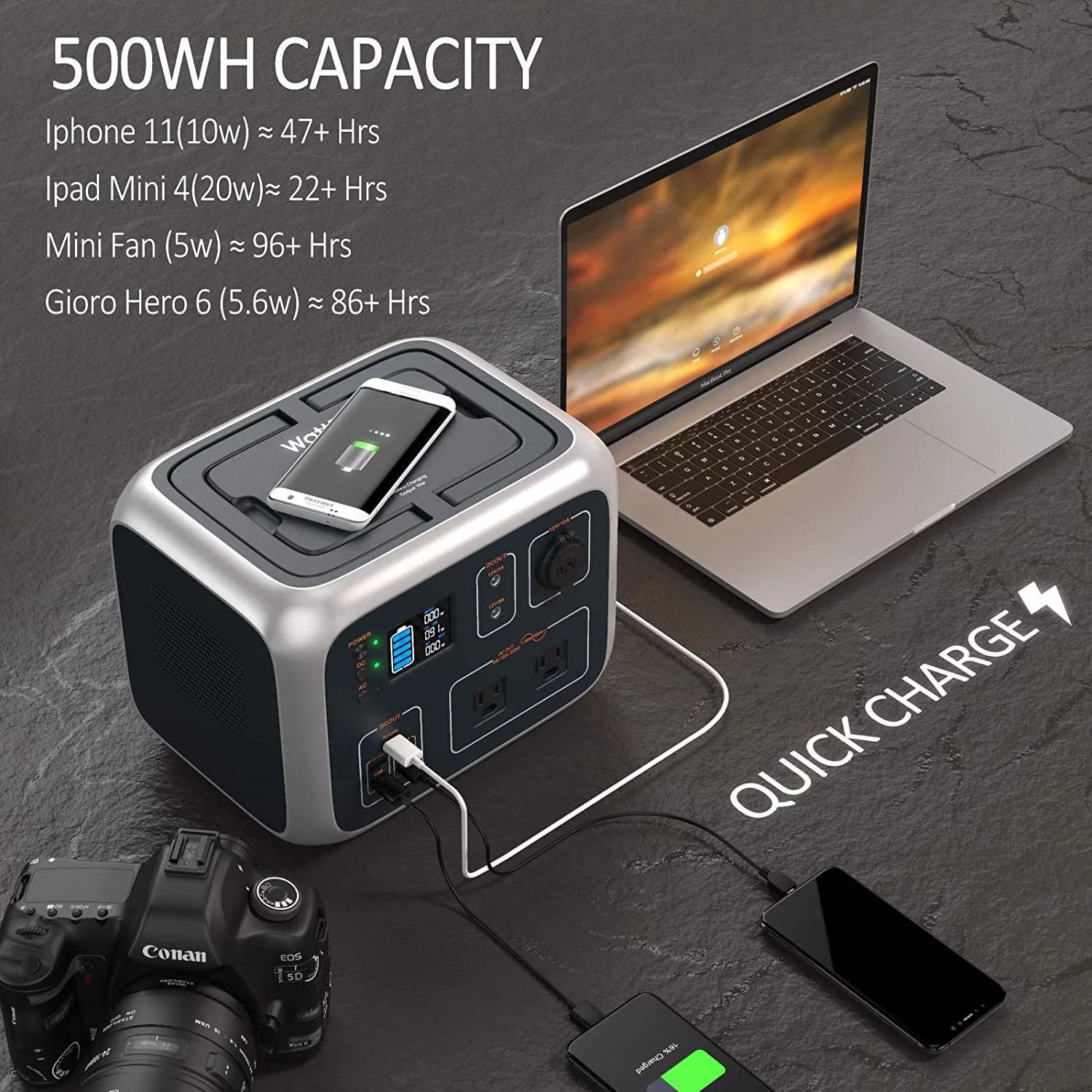 Wattfun Portable Power Station, 96000mAh/298Wh LiFePO4 Solar Generator - Inhomebuy