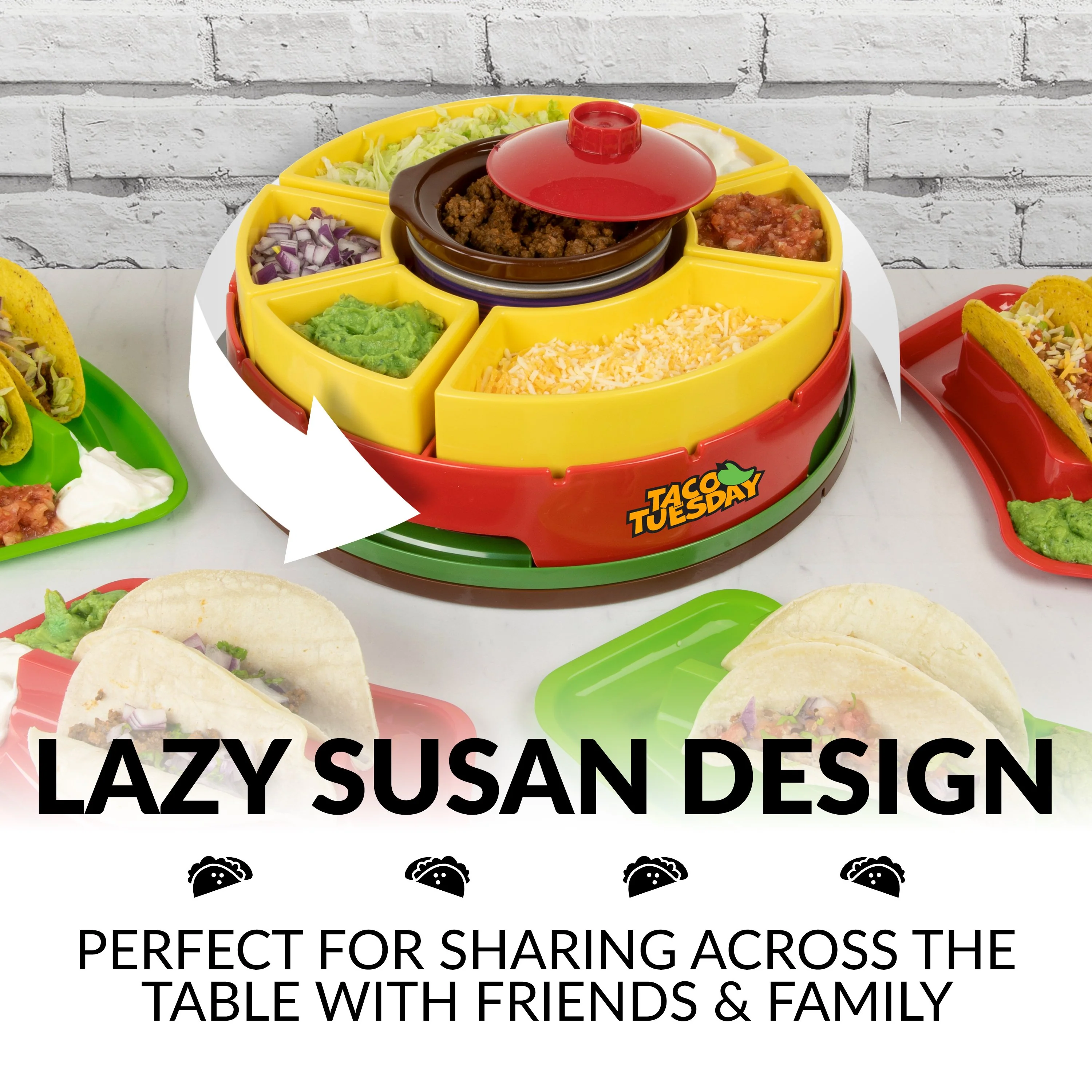 Taco Tuesday Heated Lazy Susan Taco Bar - Inhomebuy