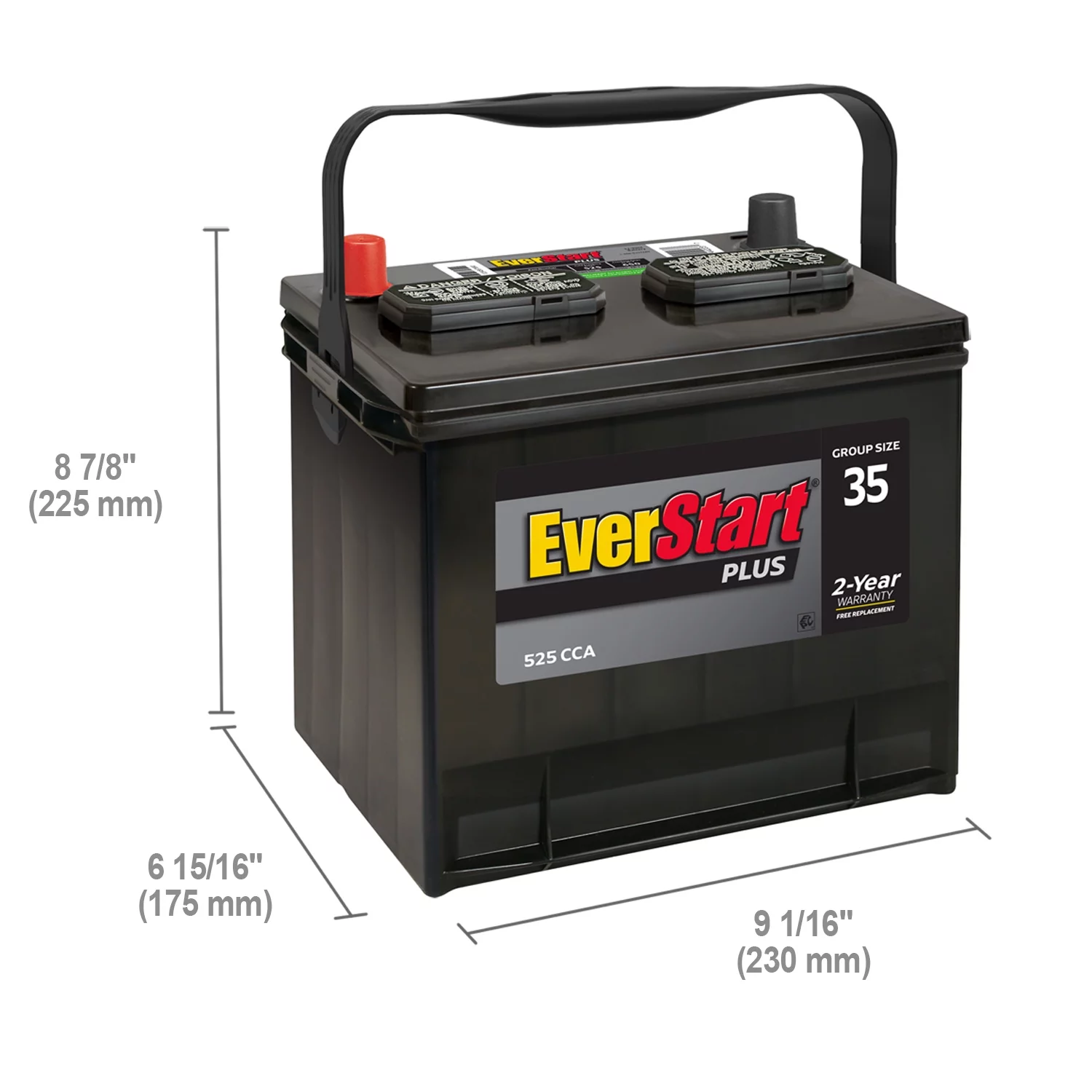 EverStart Plus Lead Acid Automotive Battery, Group Size 35 12 Volt, 525 CCA - Inhomebuy