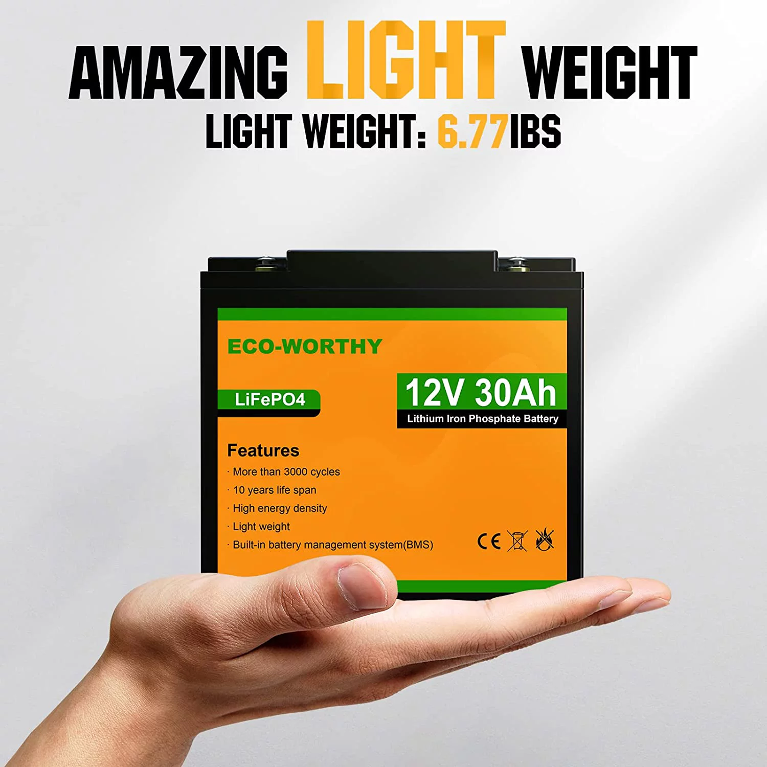 Eco-Worthy 12V 20AH Lithium Battery LiFePO4 Battery Deep Cycle for Outdoor Camping RV Boat Solar System - Inhomebuy