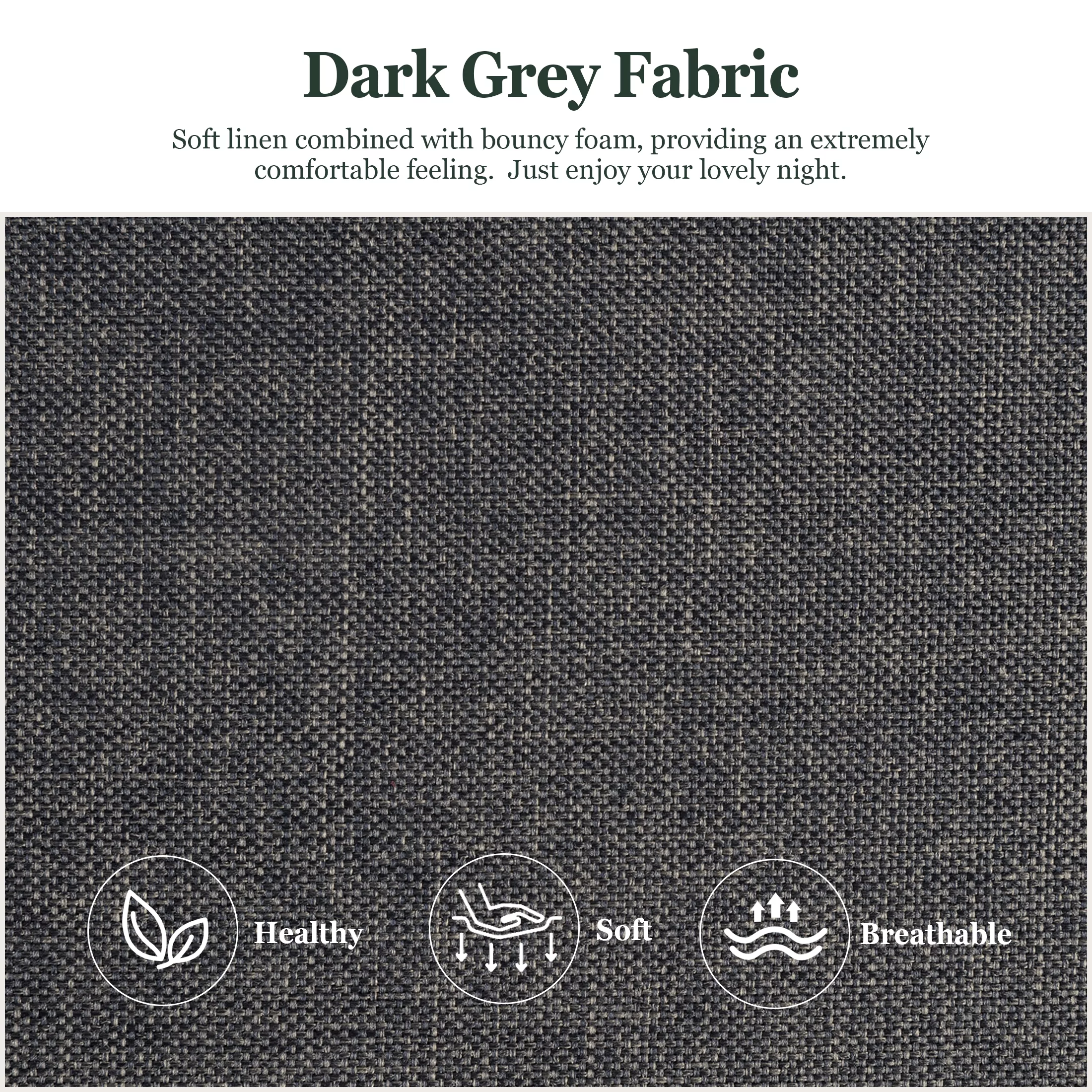 Amolife Queen Size Upholstered Platform Bed Frame with 3 Storage Drawers and Wooden Slats, Dark Grey - Inhomebuy