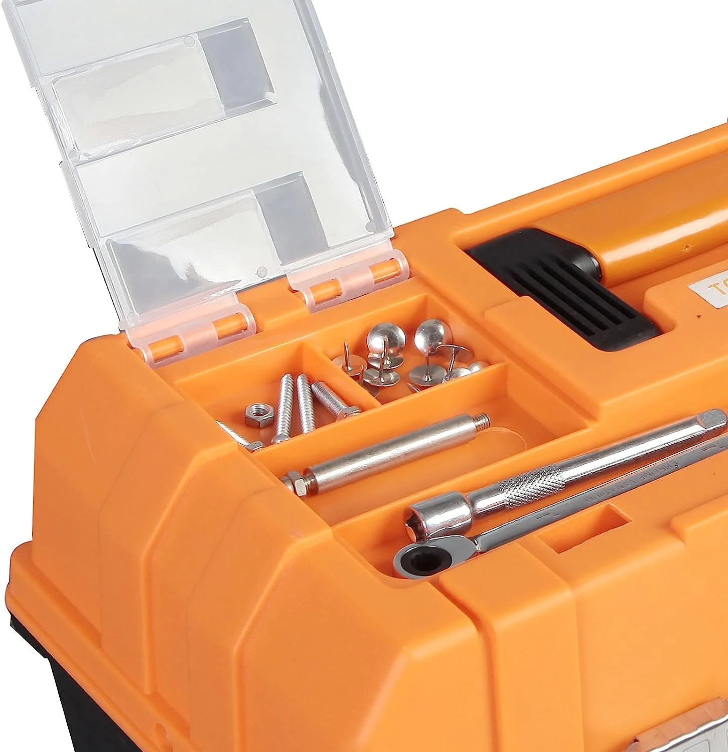 Torin ATRJH-3430T 17-Inch 3-Layer multi-function Toolbox with Tray and Dividers,Orange Folding Tool Organizers,Plastic Tool Storage box - Inhomebuy