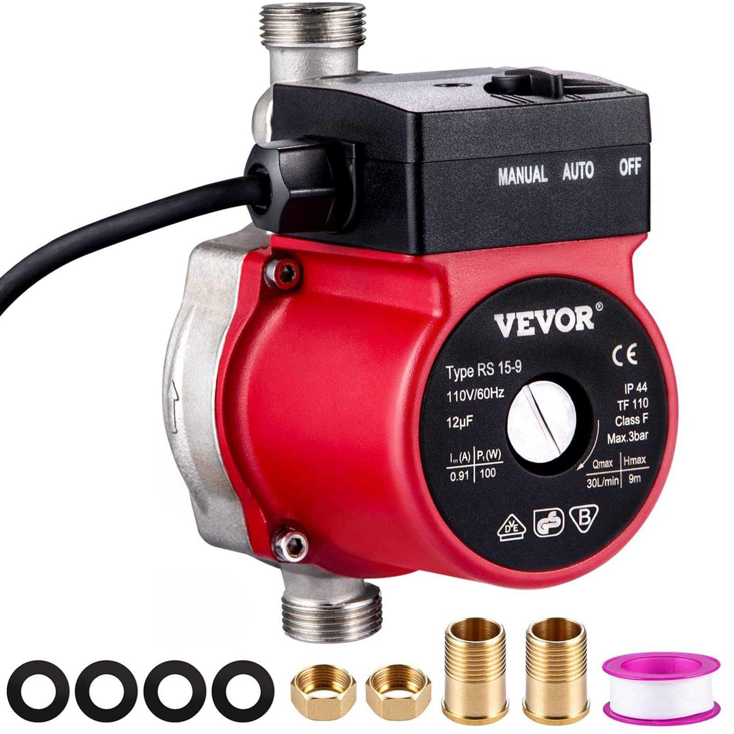 VEVOR Hot Water Recirculating Pump 100W Water Circulator Pump Auto Start/Close Ultra-silent Stainless Steel Head Circulation for Electric Water RSXHB110V100WLAF8V1 - Inhomebuy