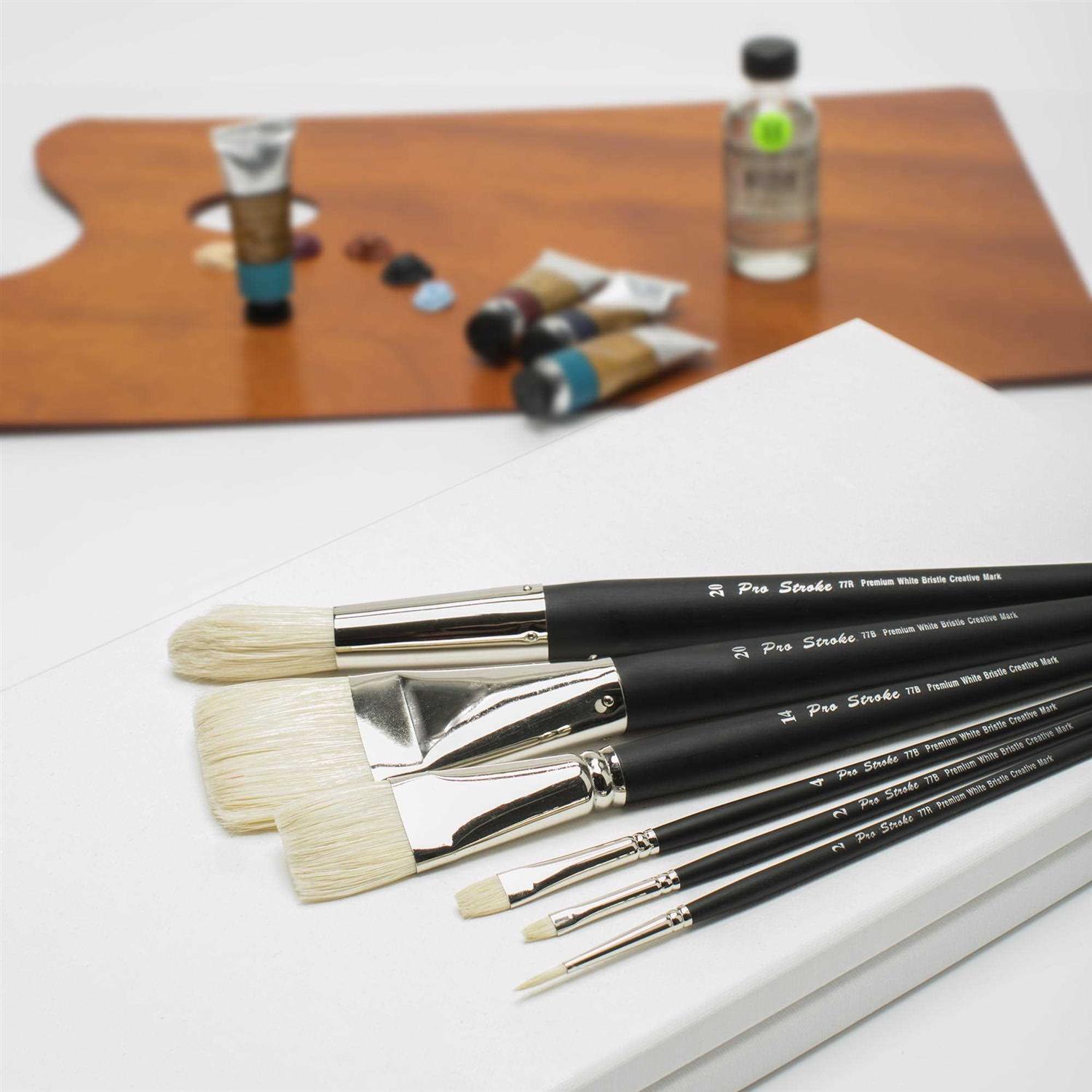Creative Mark Paint Brush Set Mimik Hog Professional Synthetic Hog Bristle Brushes for Acrylics - Inhomebuy